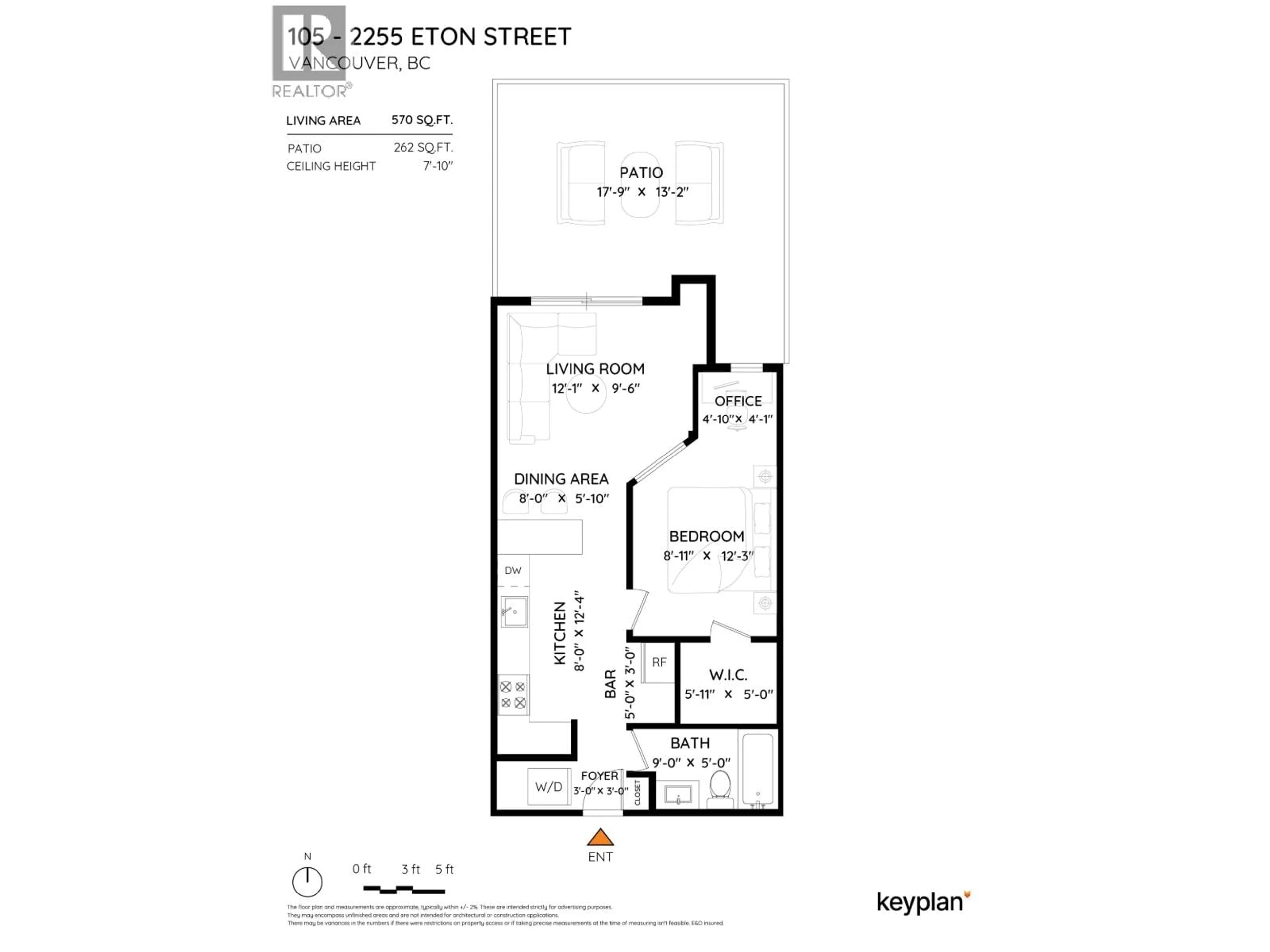 Floor plan for 105 - 2255 ETON STREET, Vancouver British Columbia V5L1C9