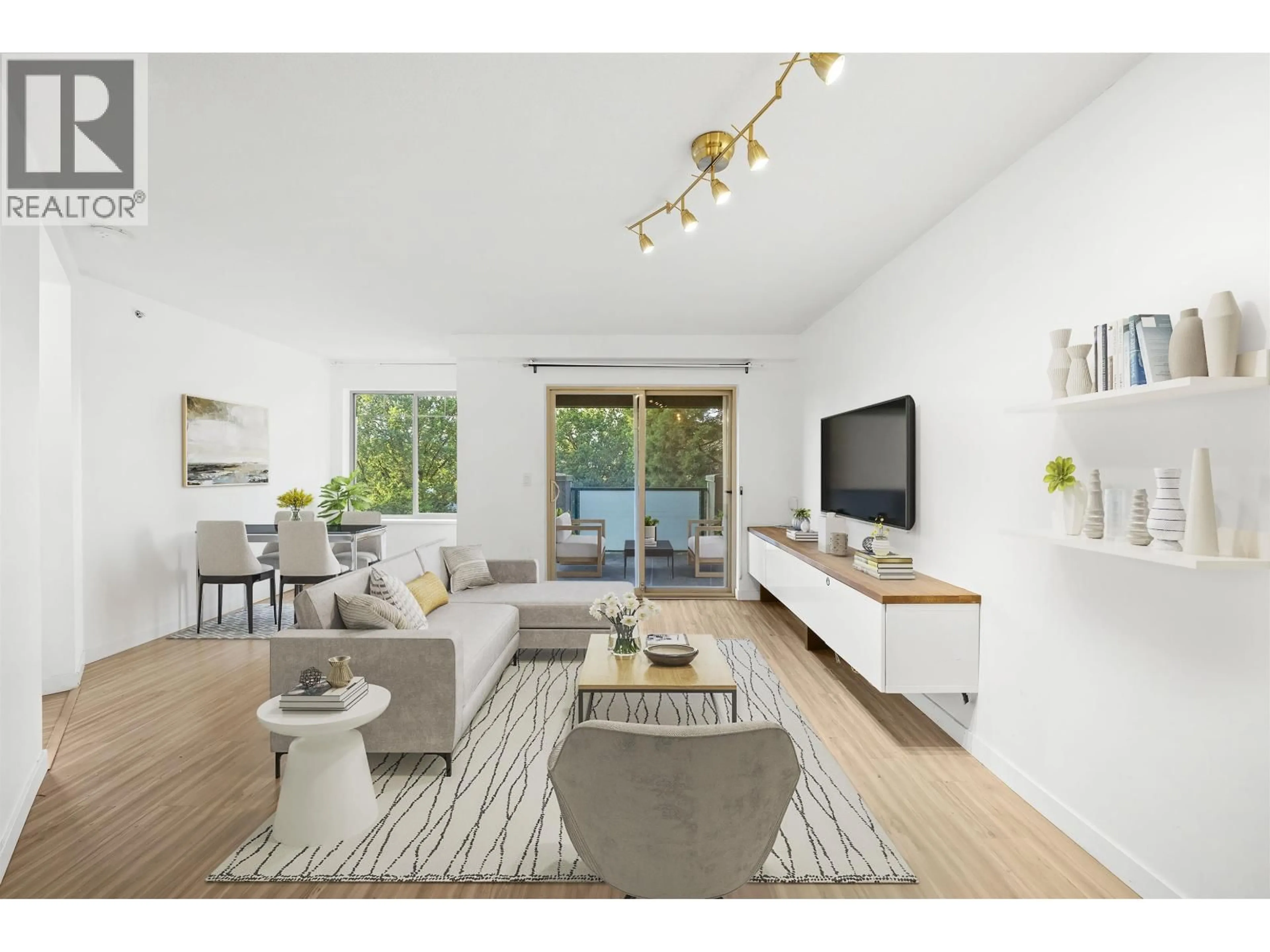 Living room with furniture, wood/laminate floor for 3408 - 240 SHERBROOKE STREET, New Westminster British Columbia V3L0A4