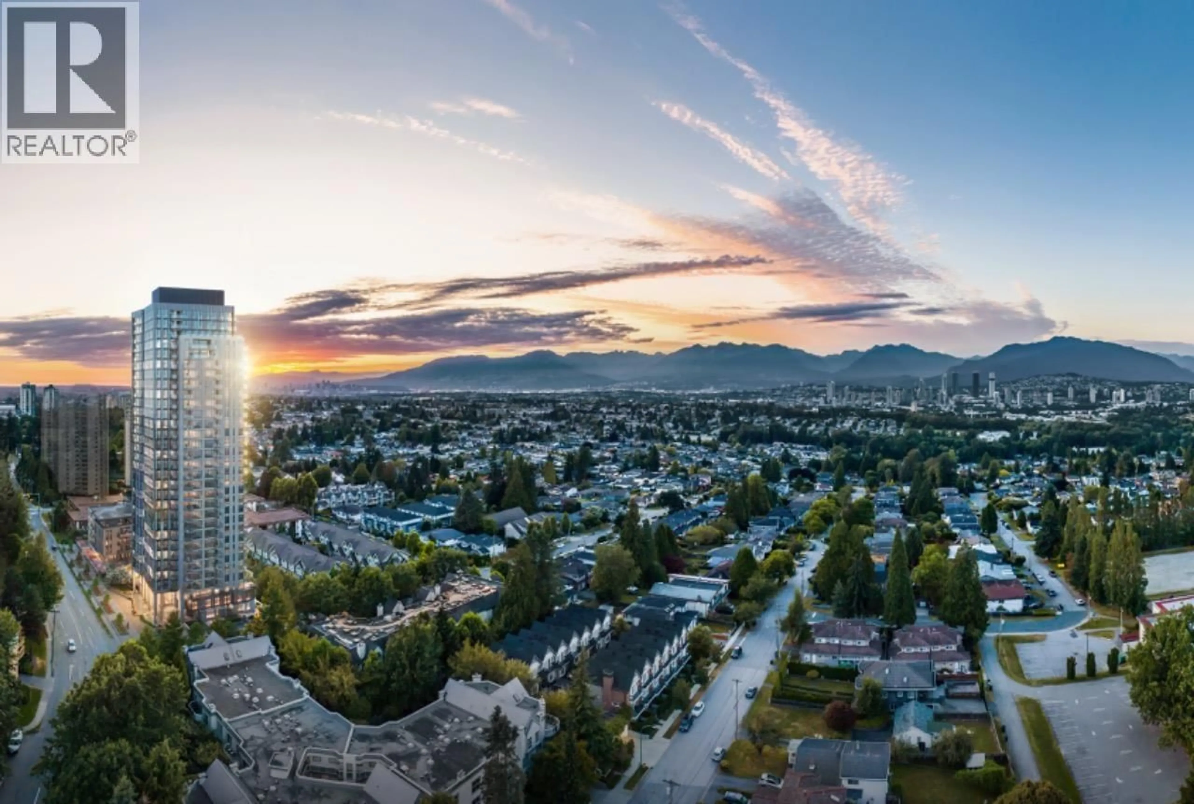 A pic from outside/outdoor area/front of a property/back of a property/a pic from drone, mountain view for 2408 - 5685 HALLEY AVENUE, Burnaby British Columbia V5H2P8