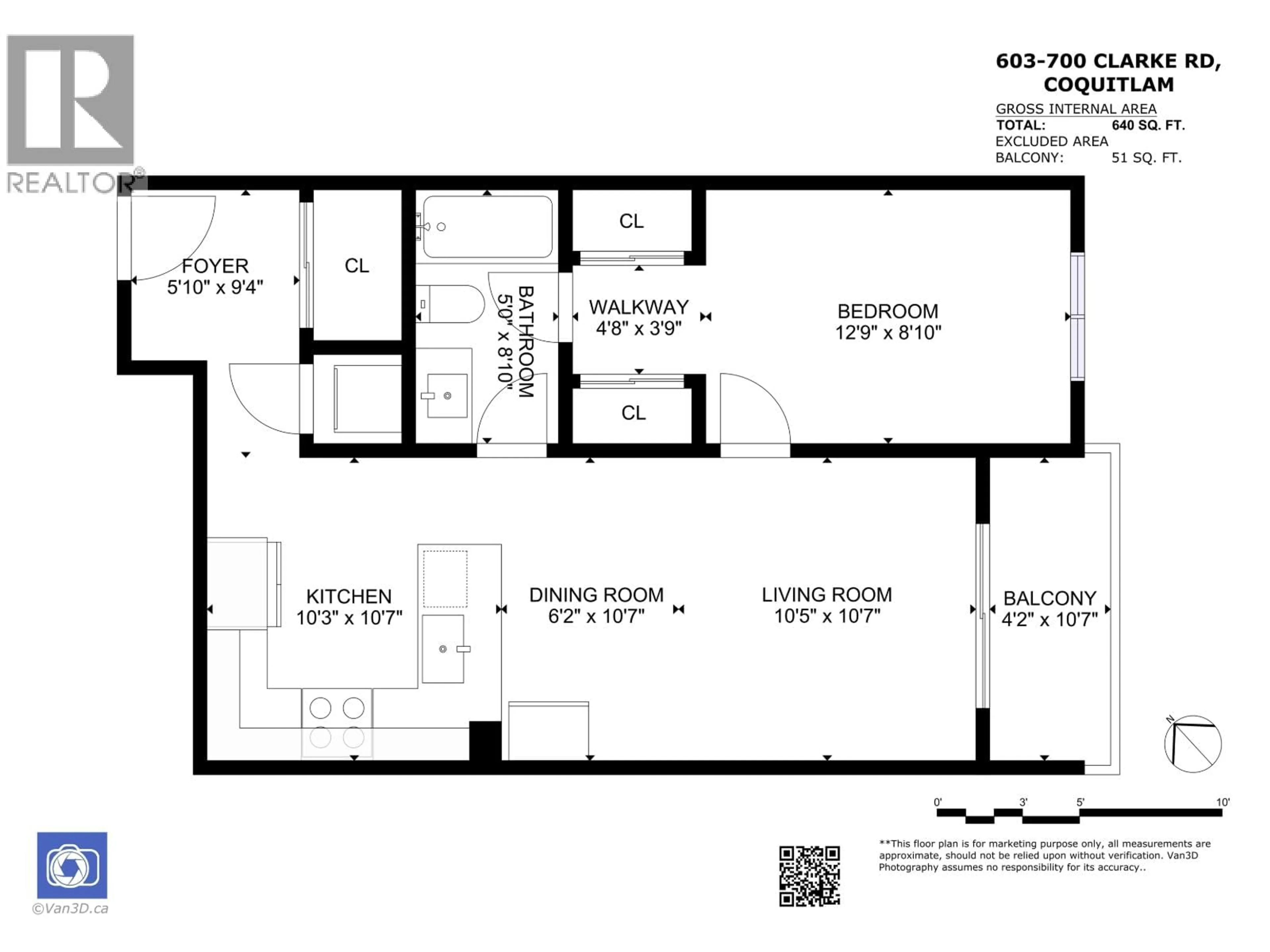Floor plan for 603 - 700 CLARKE ROAD, Coquitlam British Columbia V3J0K5