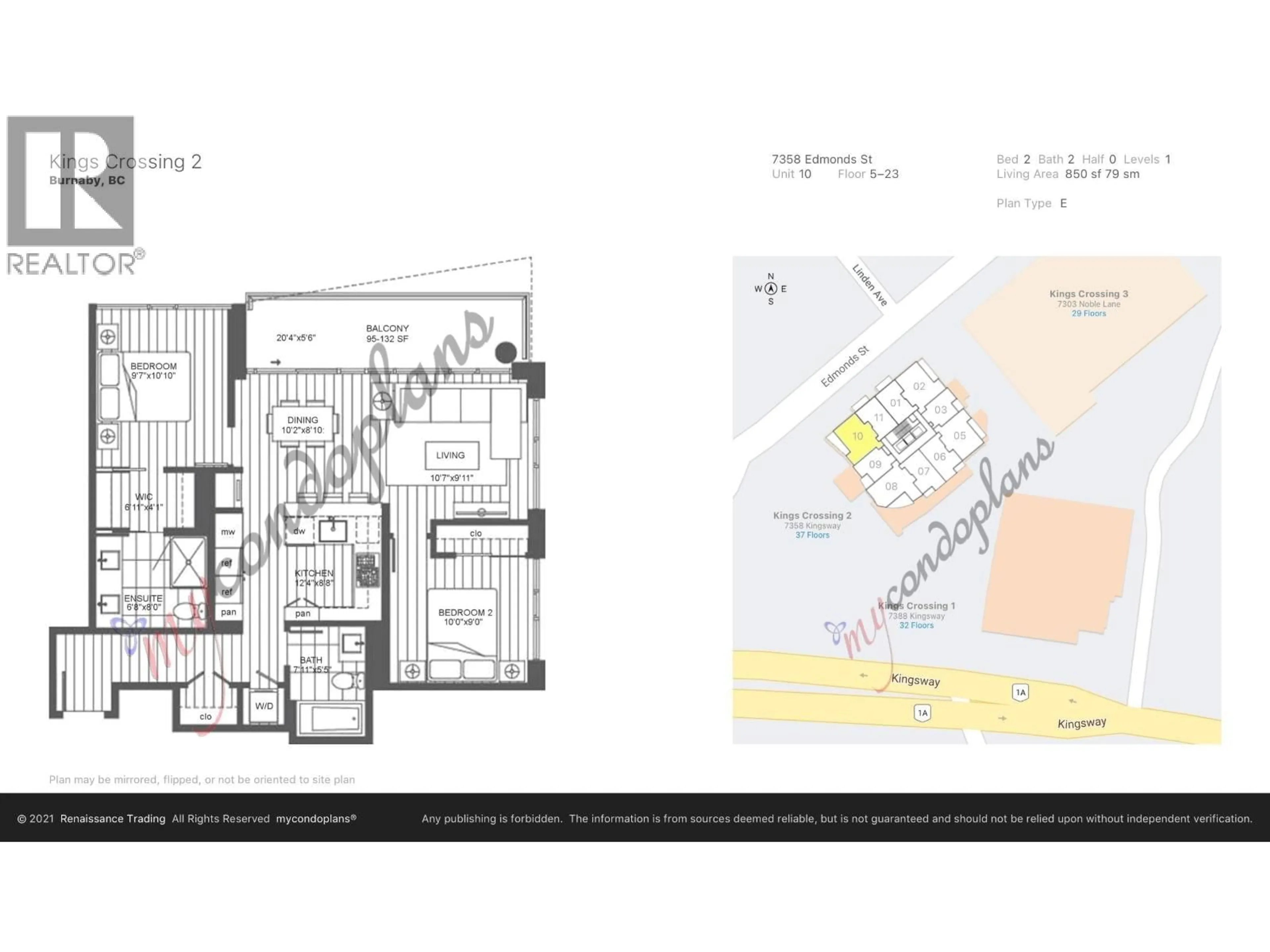 Floor plan for 1110 - 7358 EDMONDS STREET, Burnaby British Columbia V3N0H1