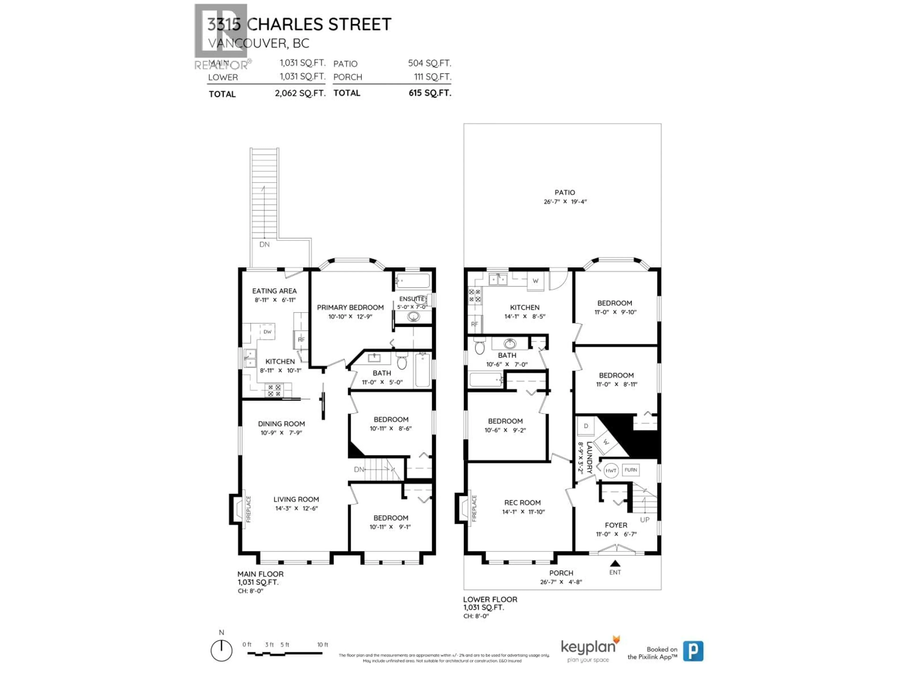 Floor plan for 3315 CHARLES STREET, Vancouver British Columbia V5K3C3