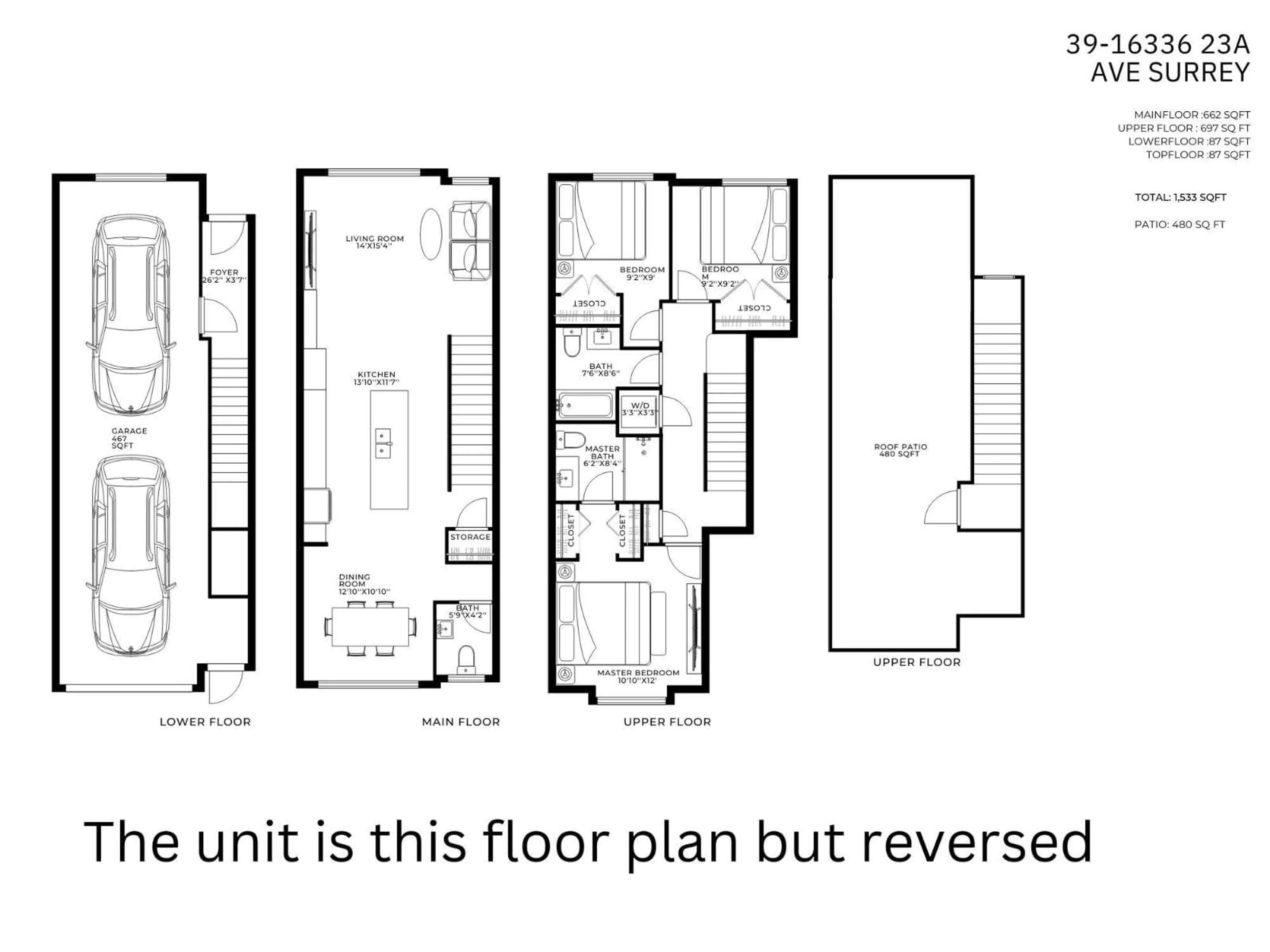 Floor plan for 39 - 16336 23A, Surrey British Columbia V3Z0S5