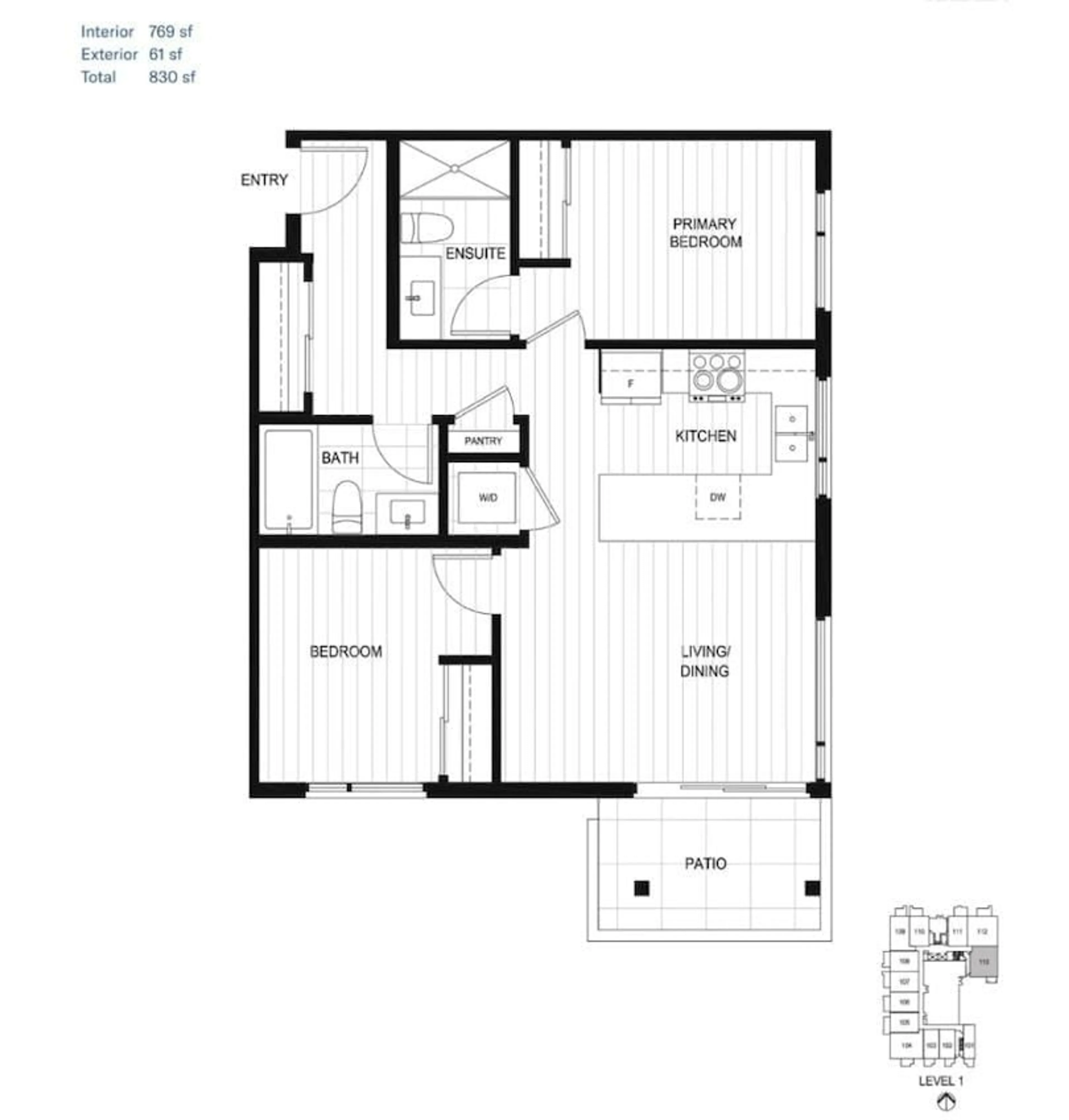 Floor plan for E113 - 13858 108, Surrey British Columbia V3T0T9