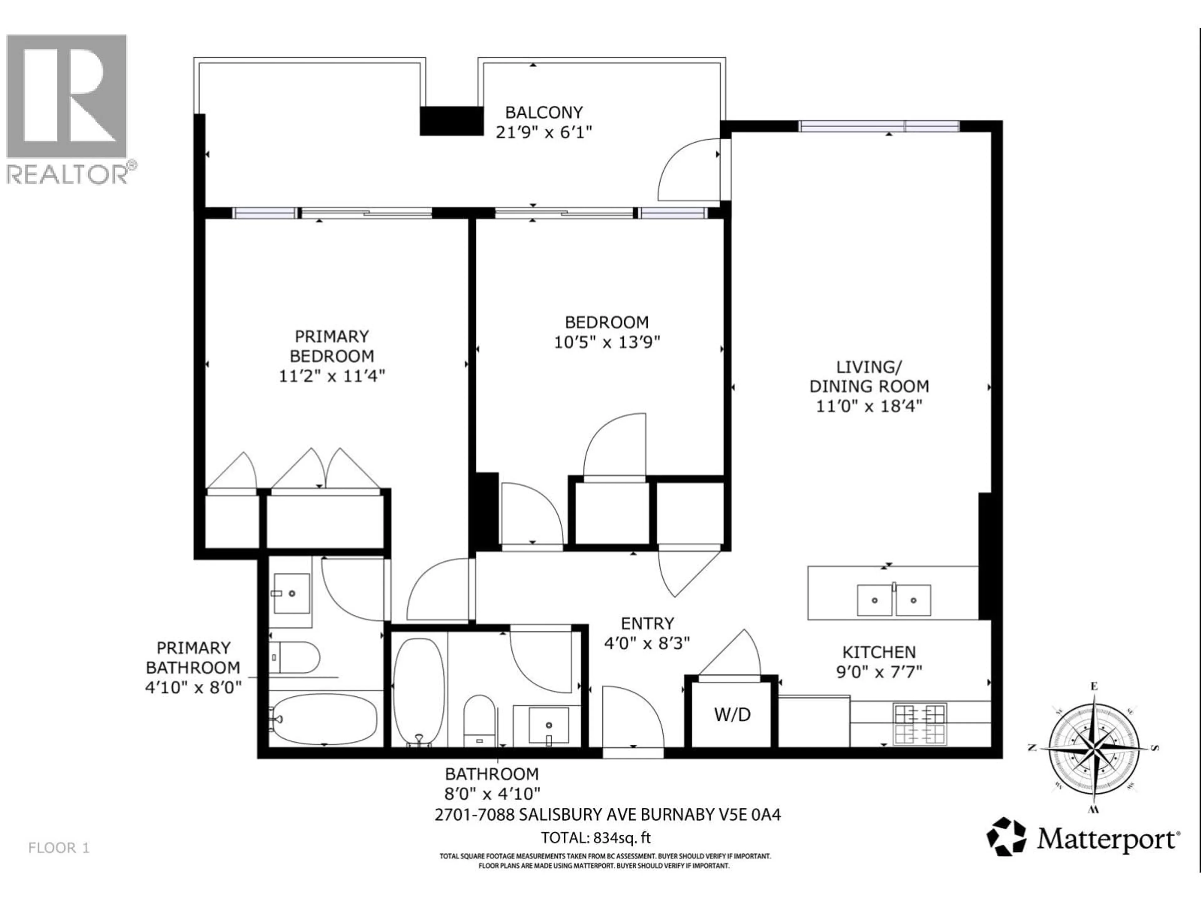 Floor plan for 2701 - 7088 SALISBURY AVENUE, Burnaby British Columbia V5E0A4