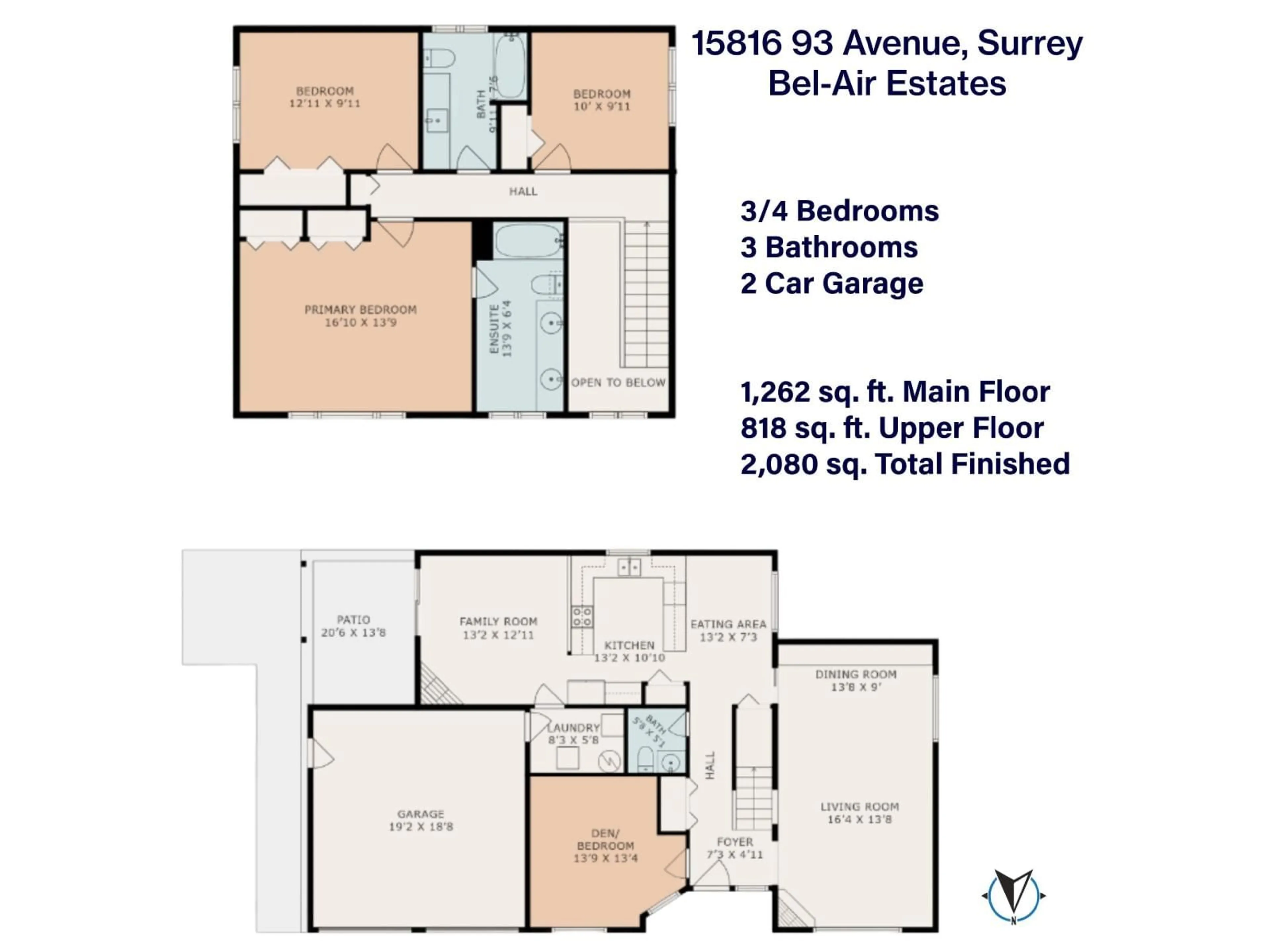 Floor plan for 15618 93, Surrey British Columbia V4N3B2
