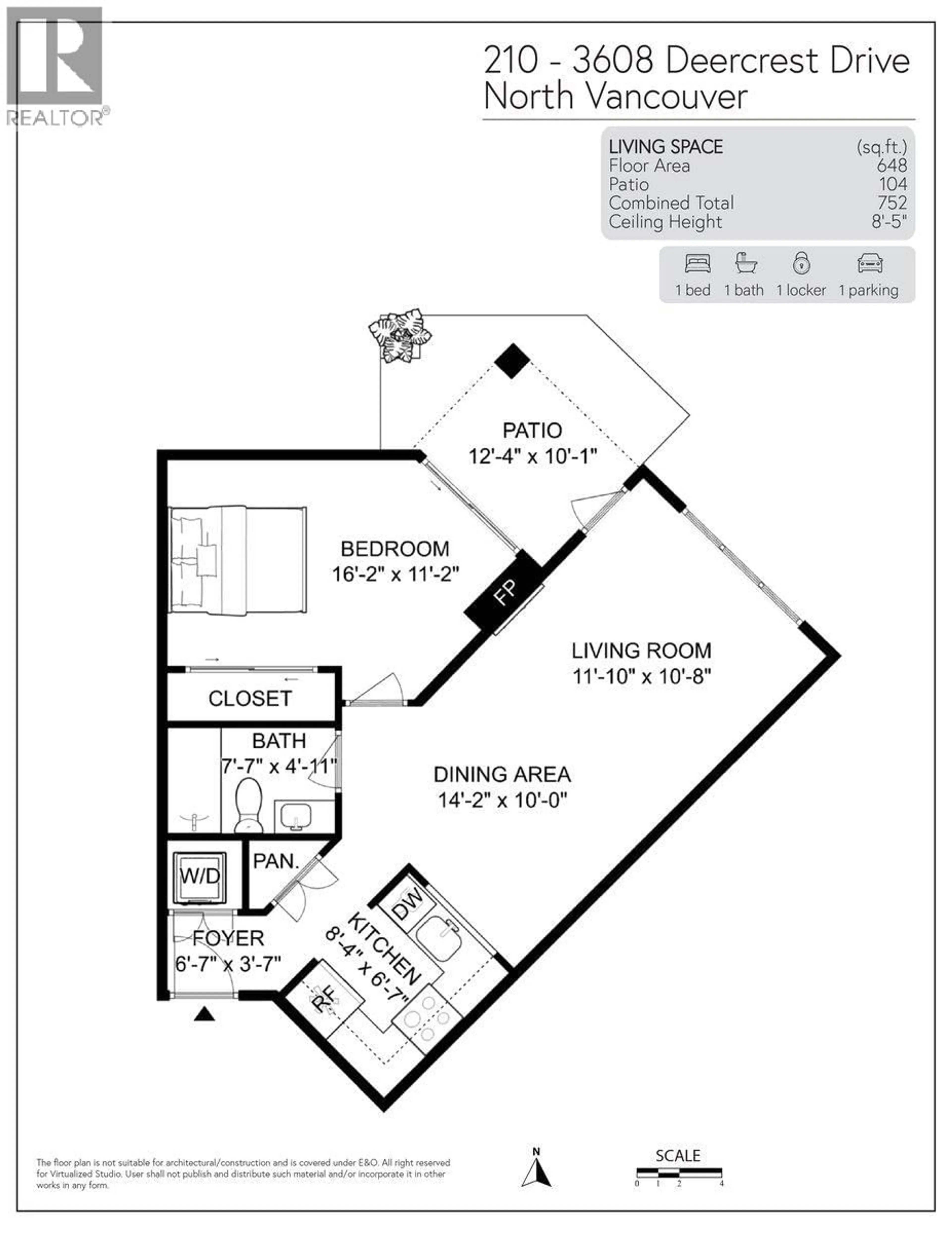Floor plan for 210 - 3608 DEERCREST DRIVE, North Vancouver British Columbia V7G2S8