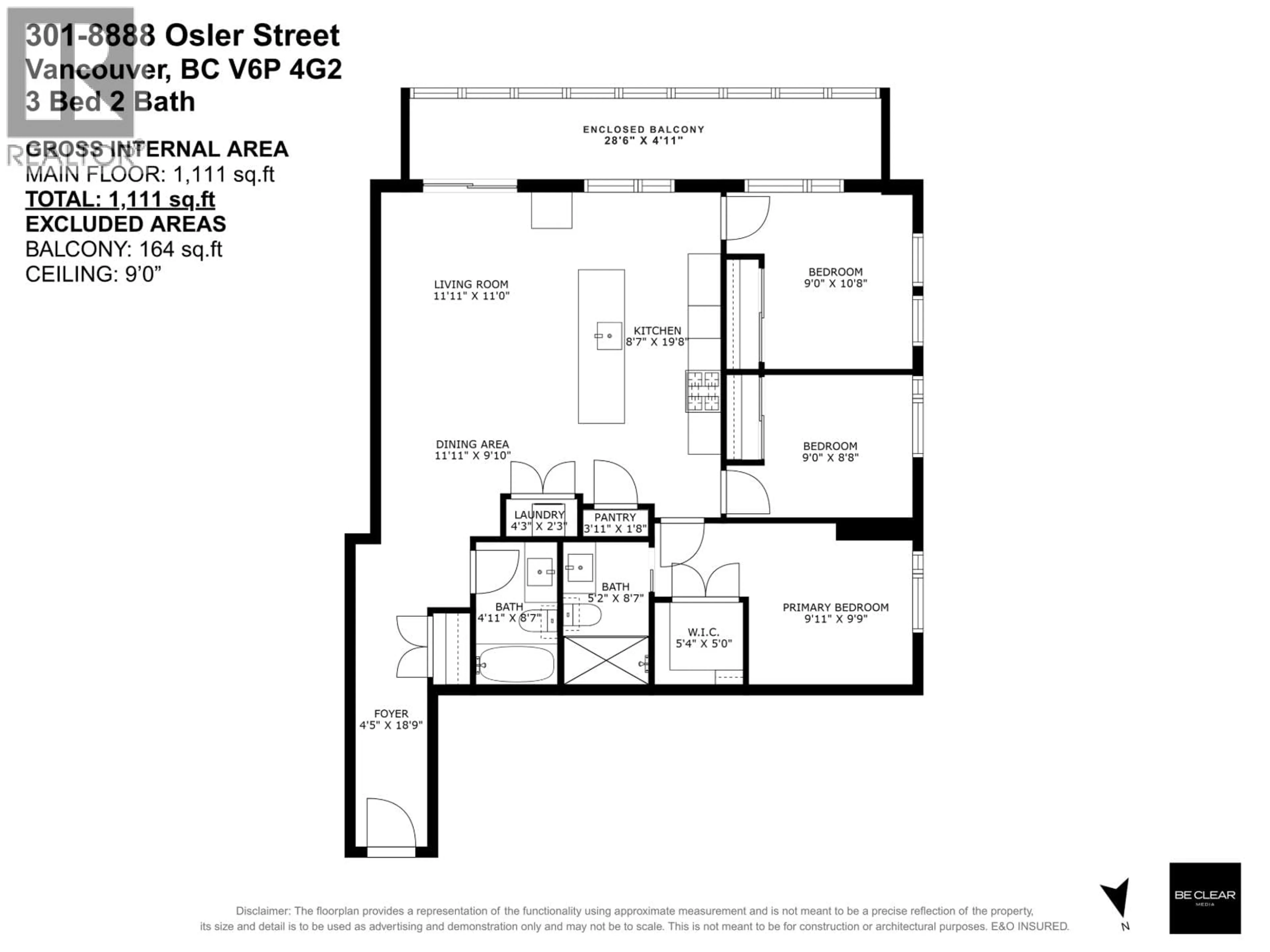 Floor plan for 301 - 8888 OSLER STREET, Vancouver British Columbia V6P6L6
