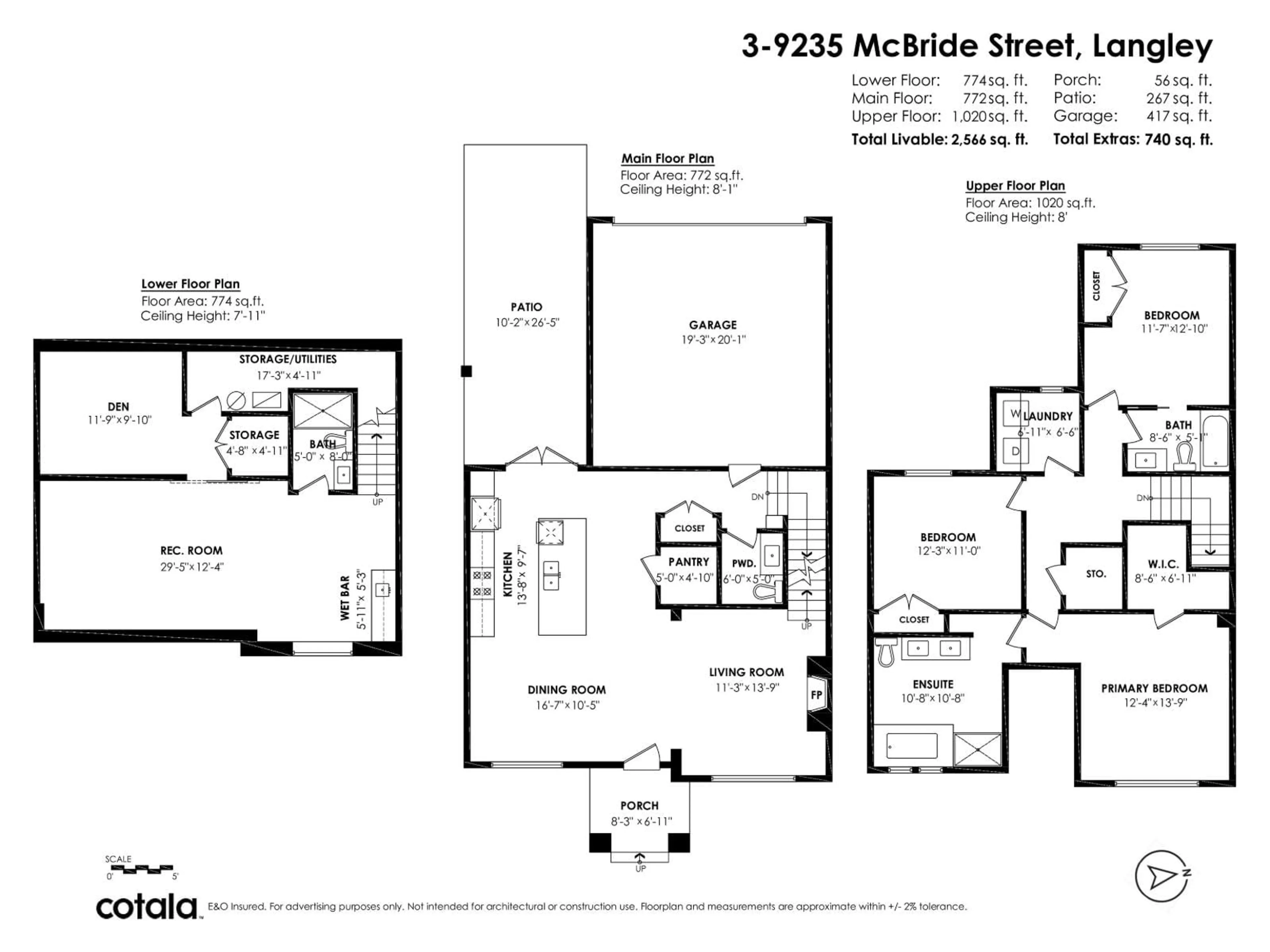 Floor plan for 3 - 9235 MCBRIDE, Langley British Columbia V1M2S7