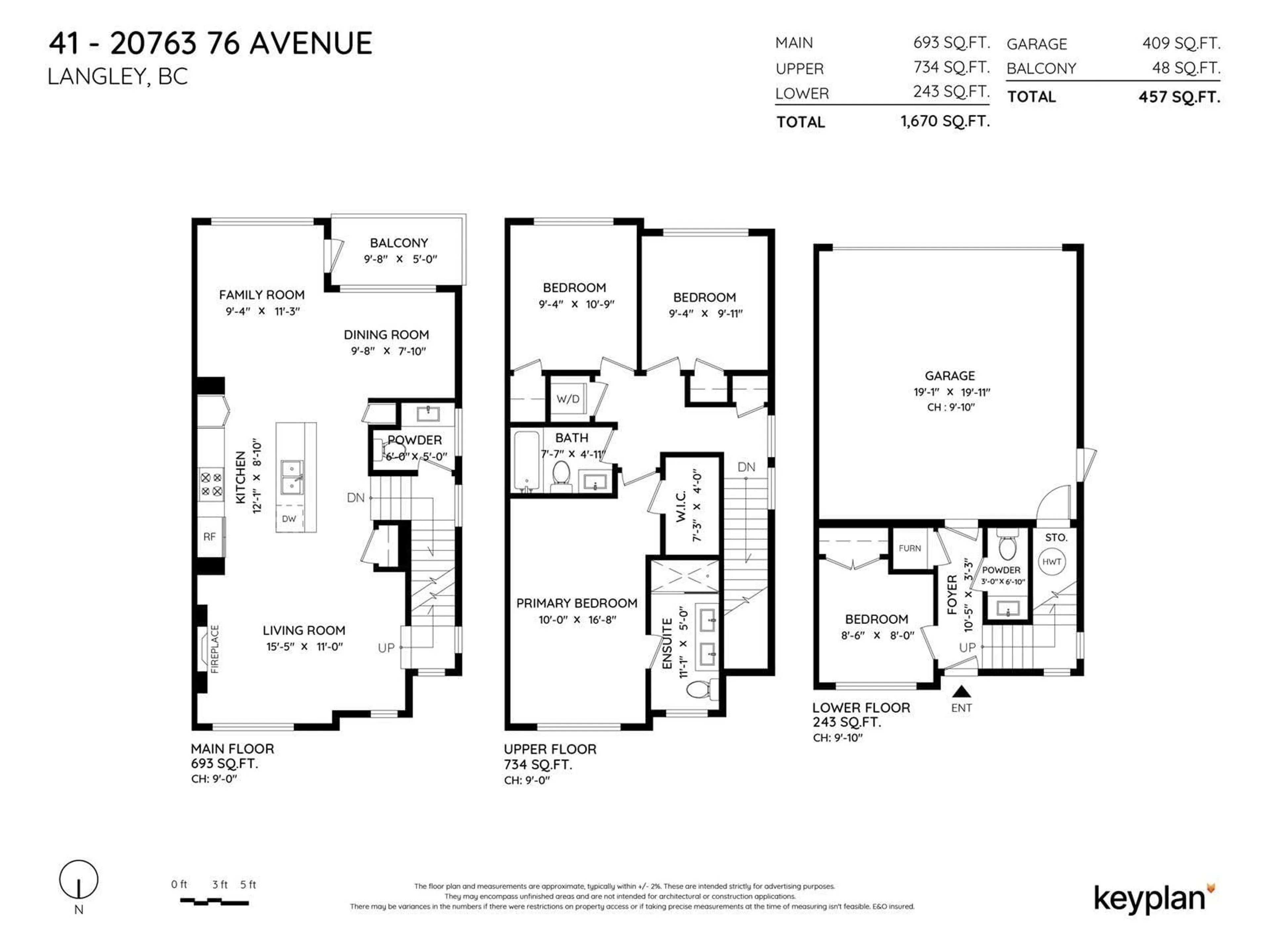 Floor plan for 41 - 20763 76, Langley British Columbia V2Y3N8