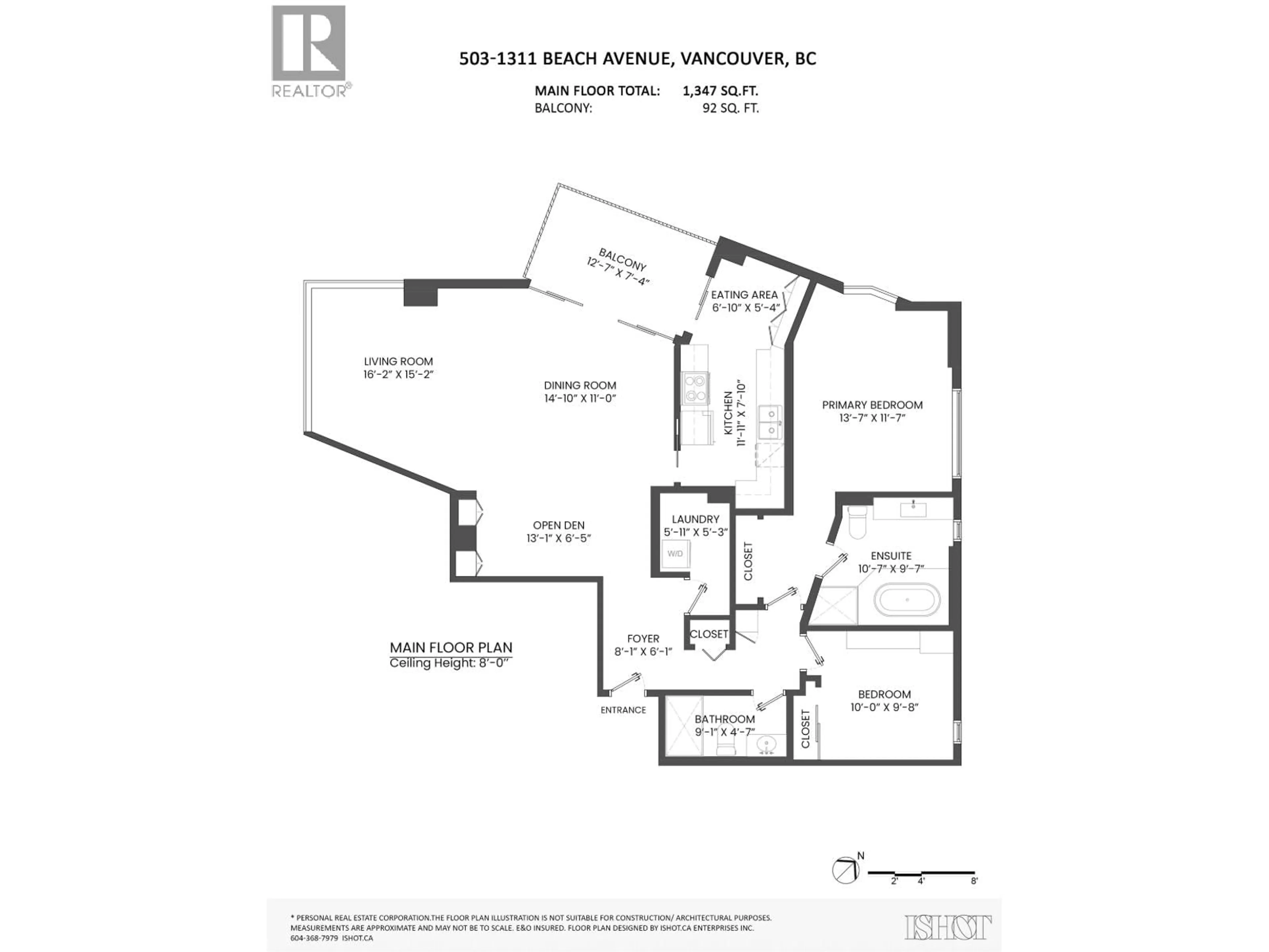 Floor plan for 503 - 1311 BEACH AVENUE, Vancouver British Columbia V6E1V6