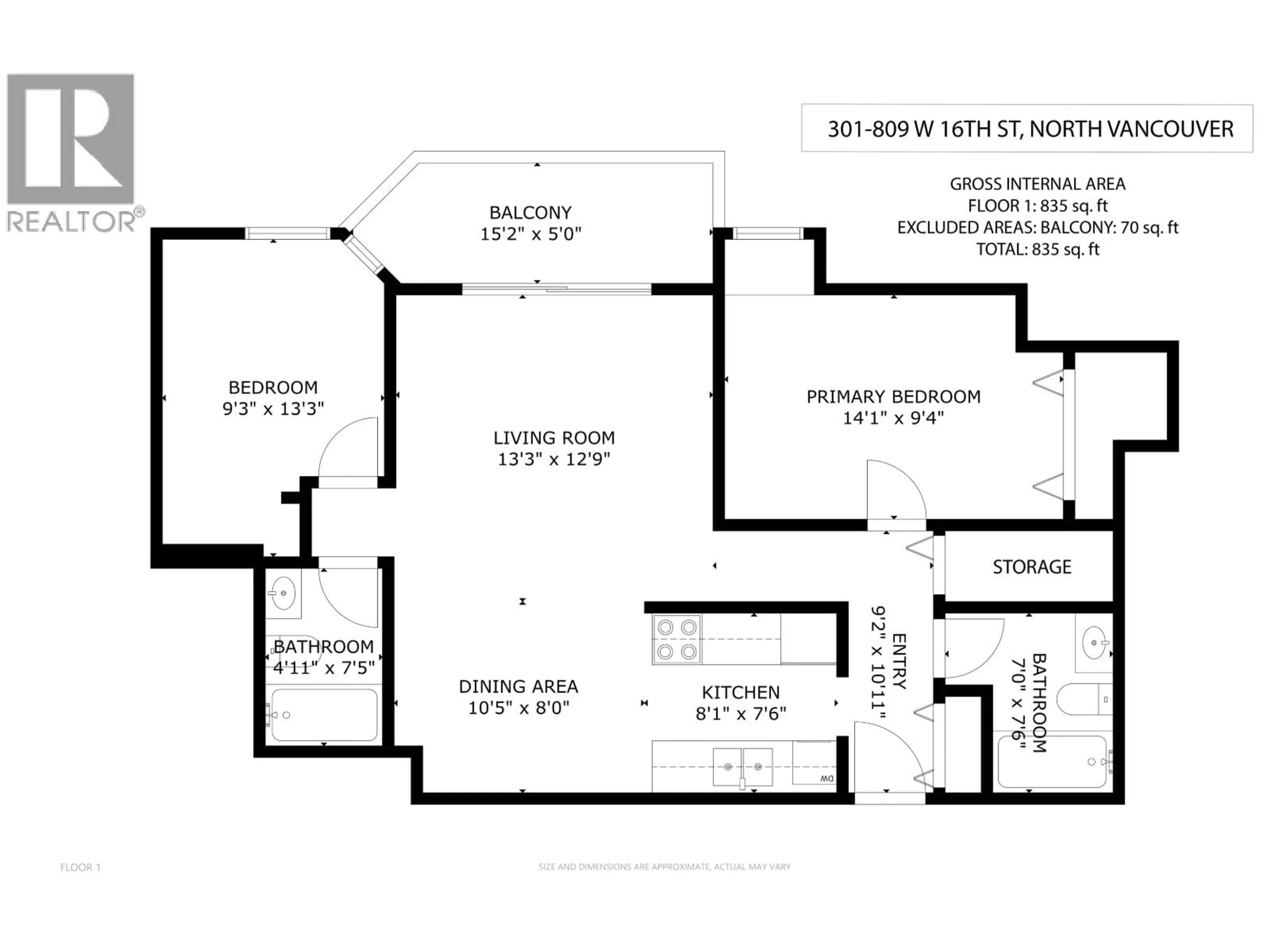 Floor plan for 301 - 809 16TH STREET, North Vancouver British Columbia V7P1R2