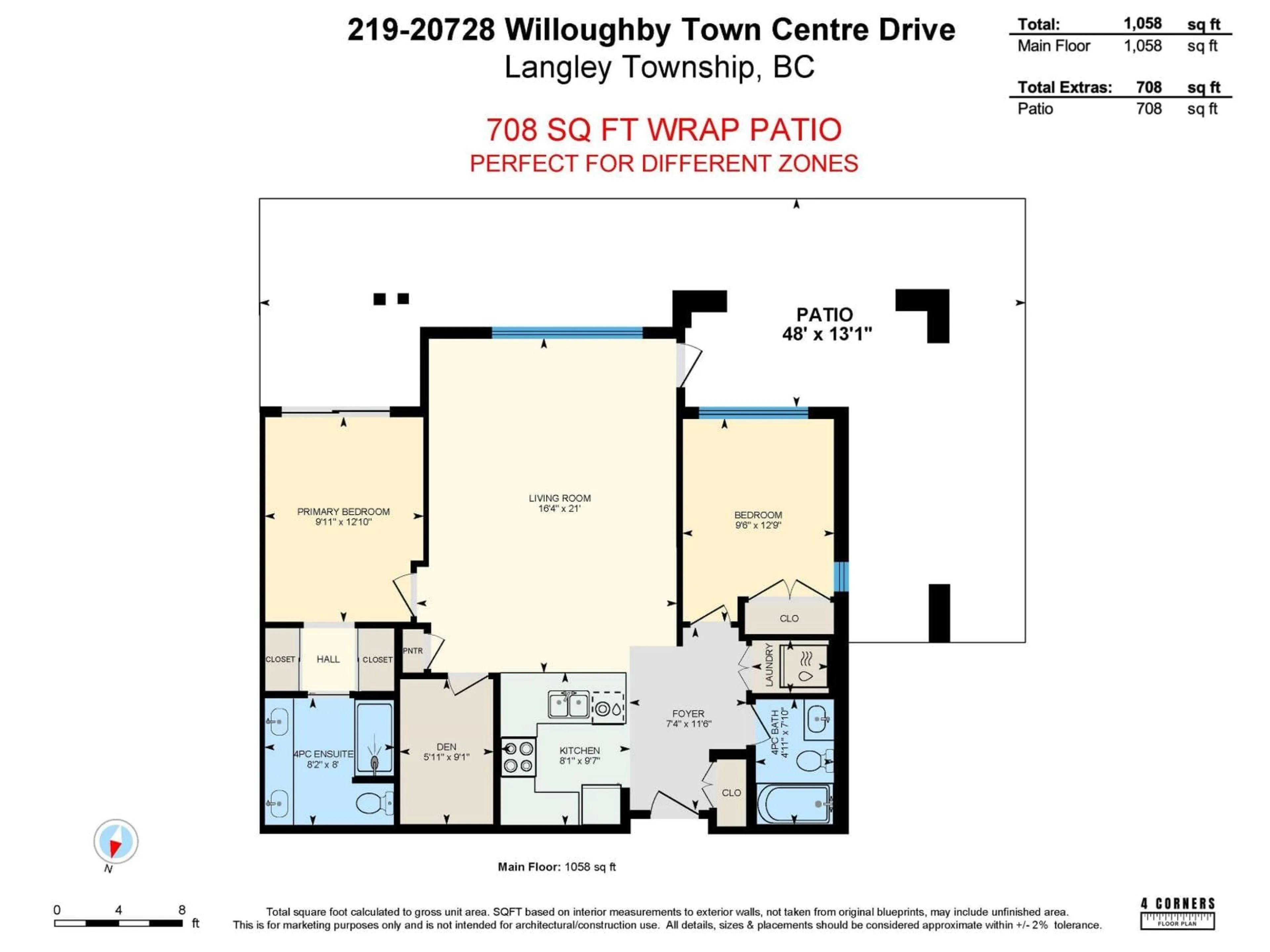 Floor plan for 219 - 20728 WILLOUGHBY TOWN CENTRE, Langley British Columbia V2Y0P3