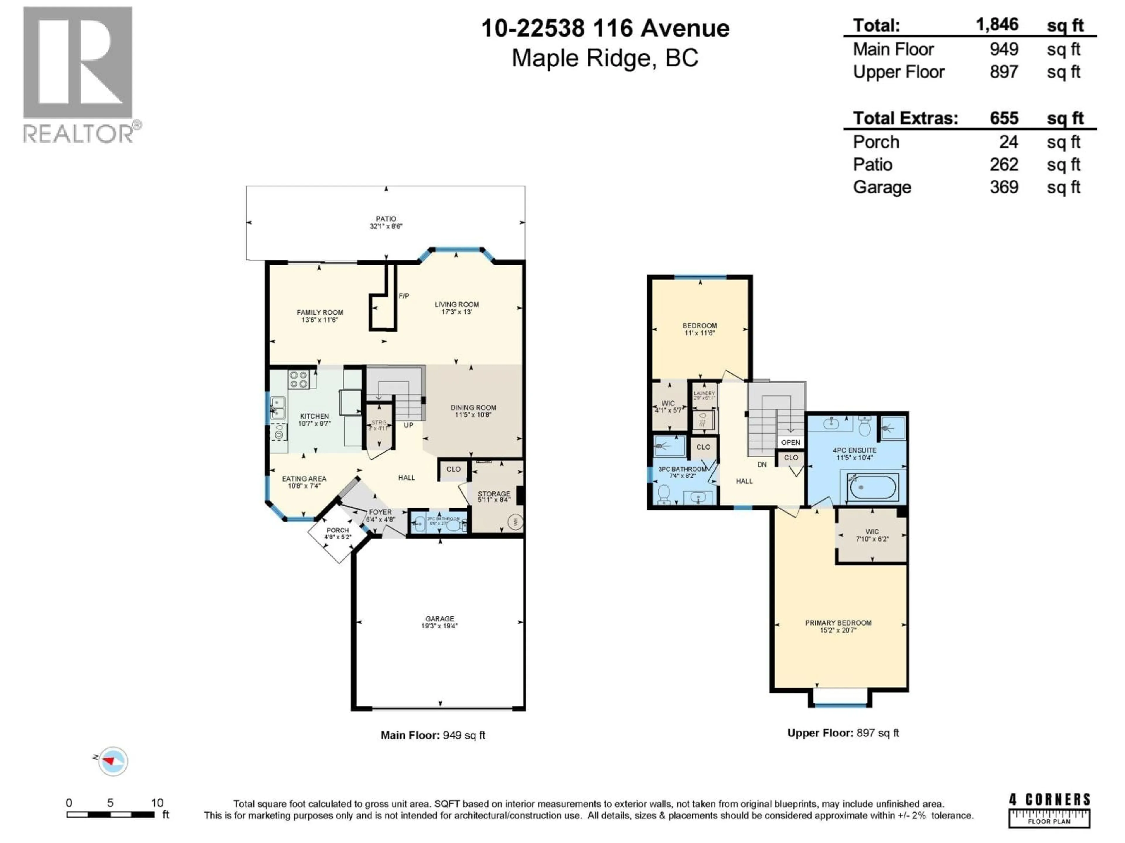 Floor plan for 10 - 22538 116 AVENUE, Maple Ridge British Columbia V2X0Z8