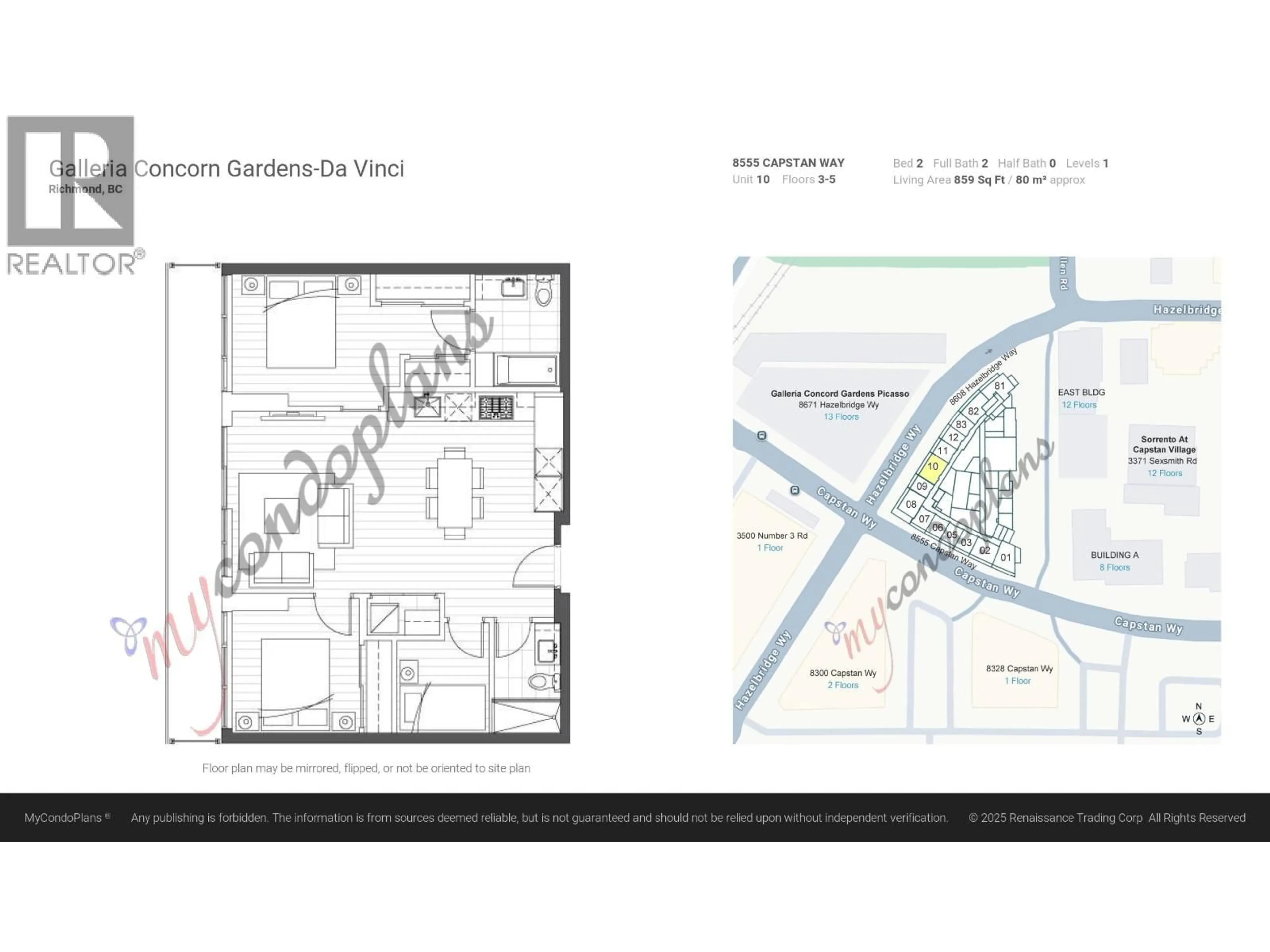 Floor plan for 510 - 8555 CAPSTAN WAY, Richmond British Columbia V6X0W1