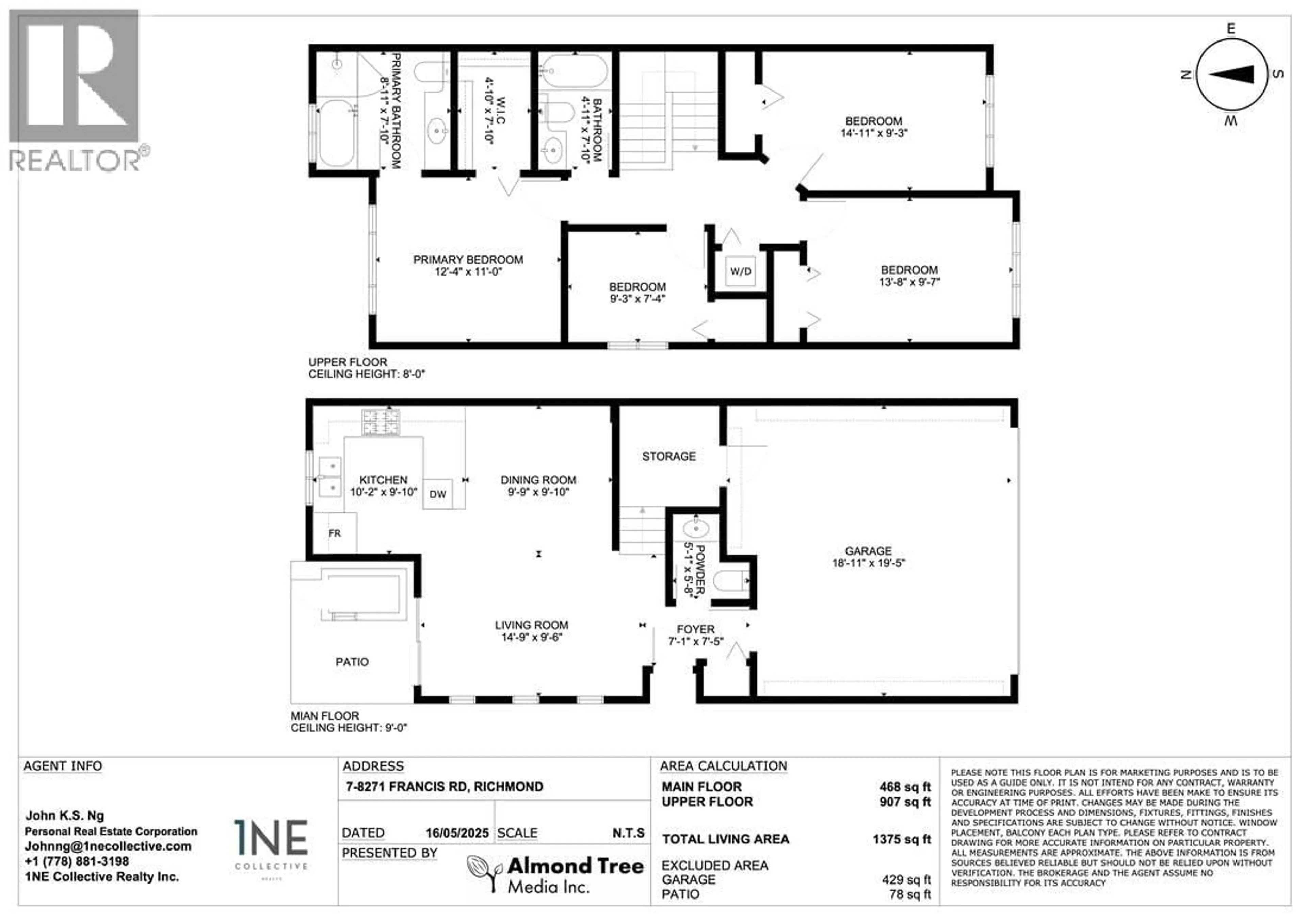 Floor plan for 7 - 8271 FRANCIS ROAD, Richmond British Columbia V6Y1A5