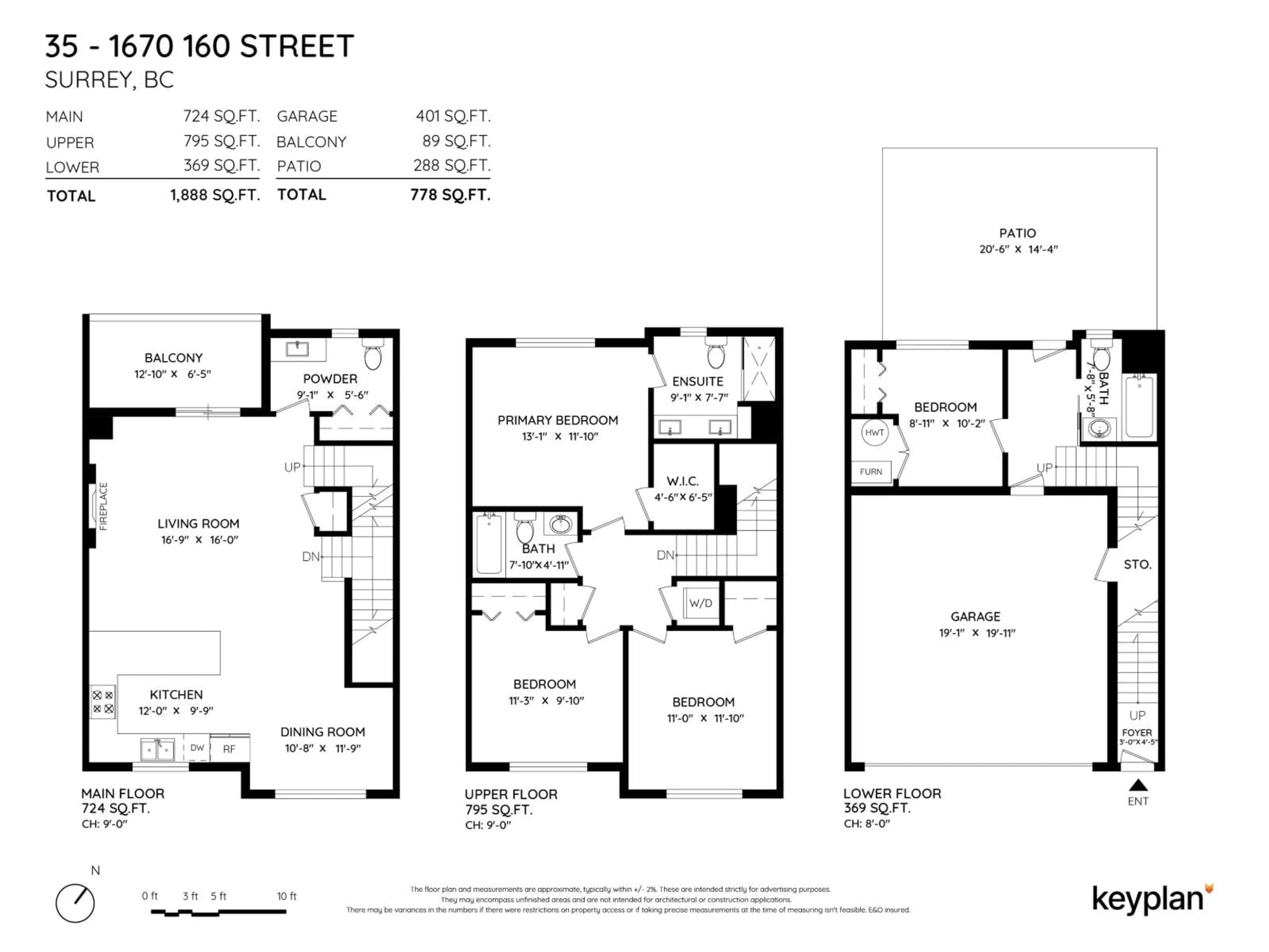 Floor plan for 35 - 1670 160, Surrey British Columbia V4A0C6