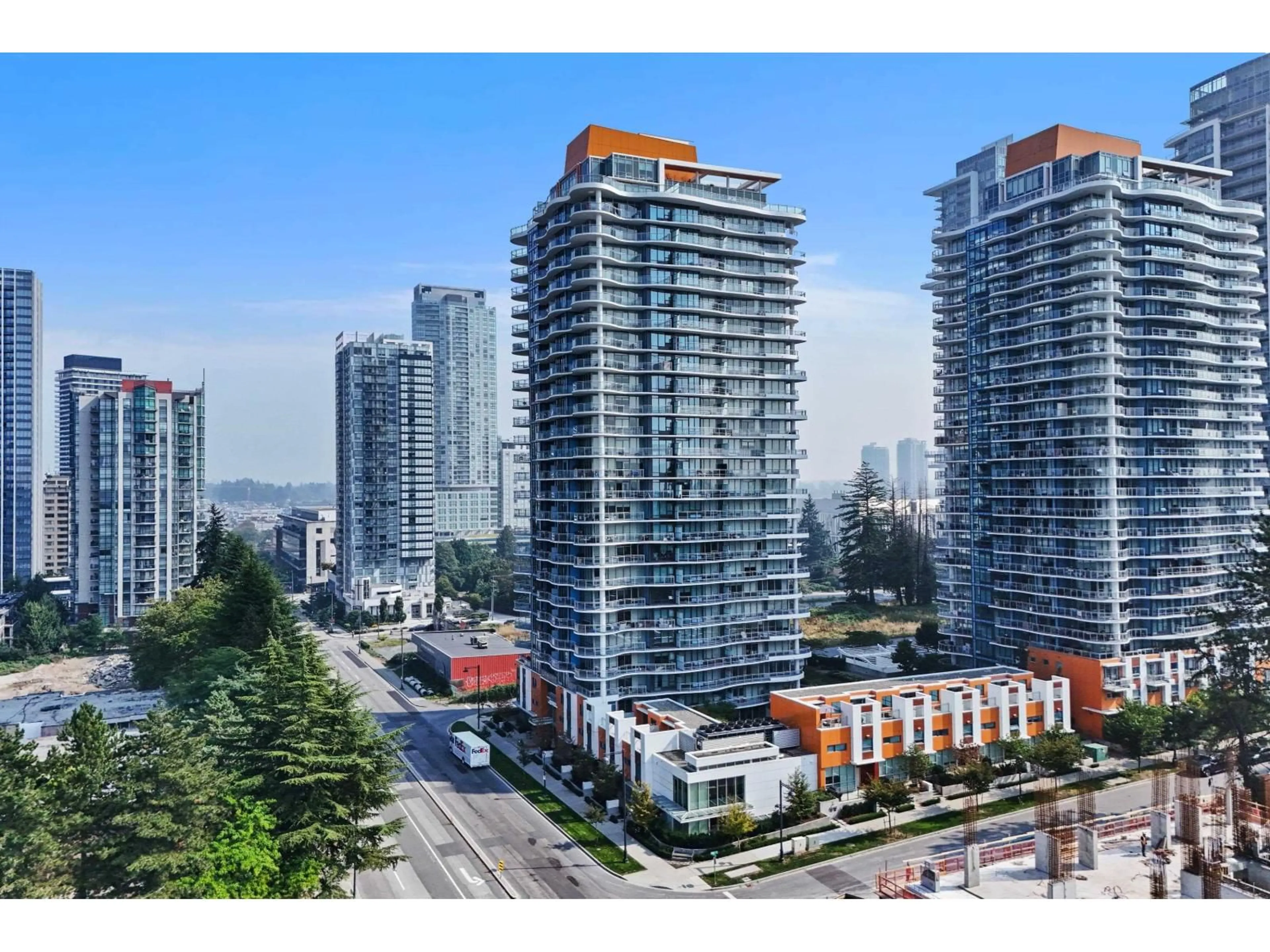 A pic from outside/outdoor area/front of a property/back of a property/a pic from drone, city buildings view from balcony for 2106 - 13318 104, Surrey British Columbia V3T0R2