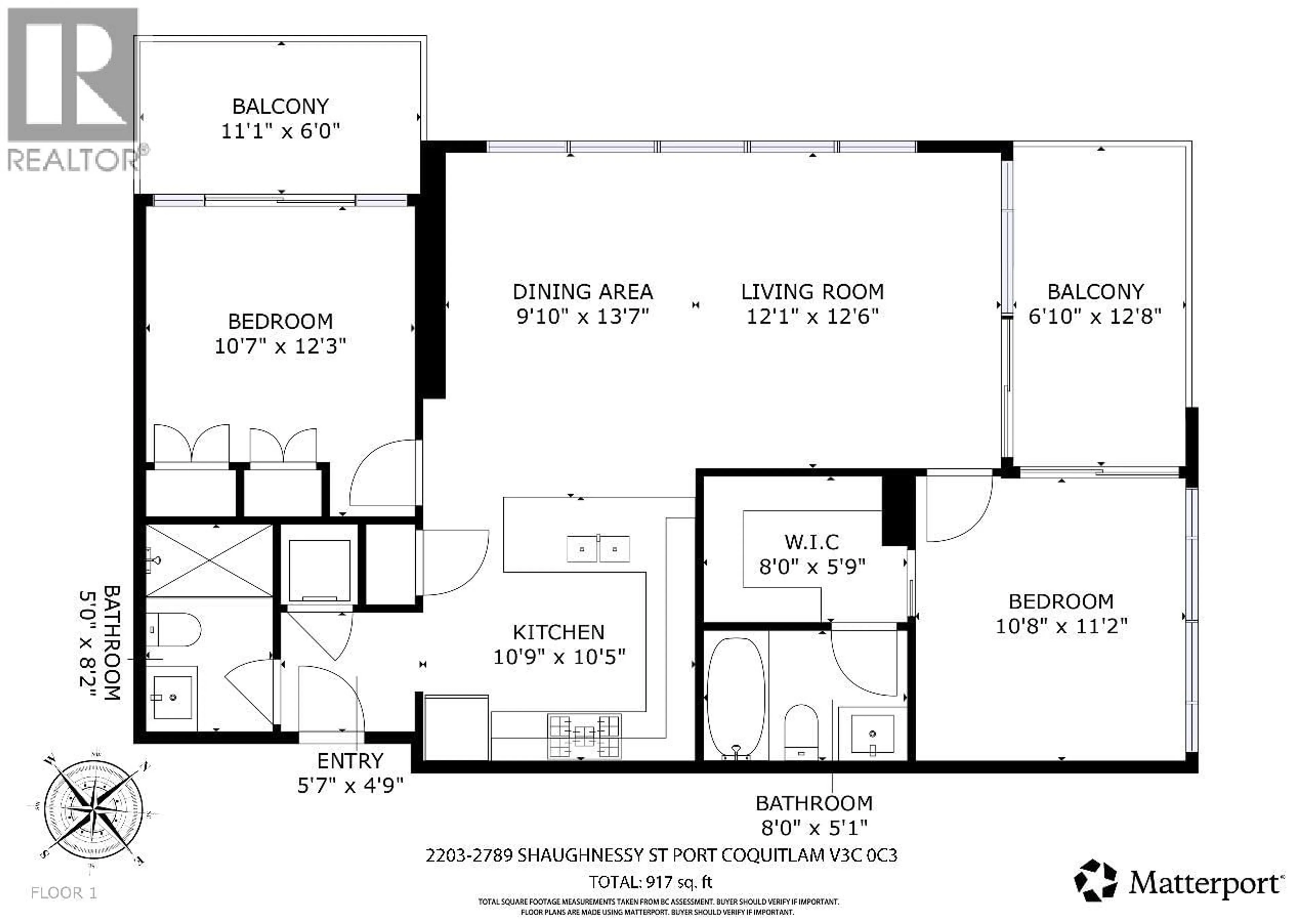 Floor plan for 2203 - 2789 SHAUGHNESSY STREET, Port Coquitlam British Columbia V3C0C3