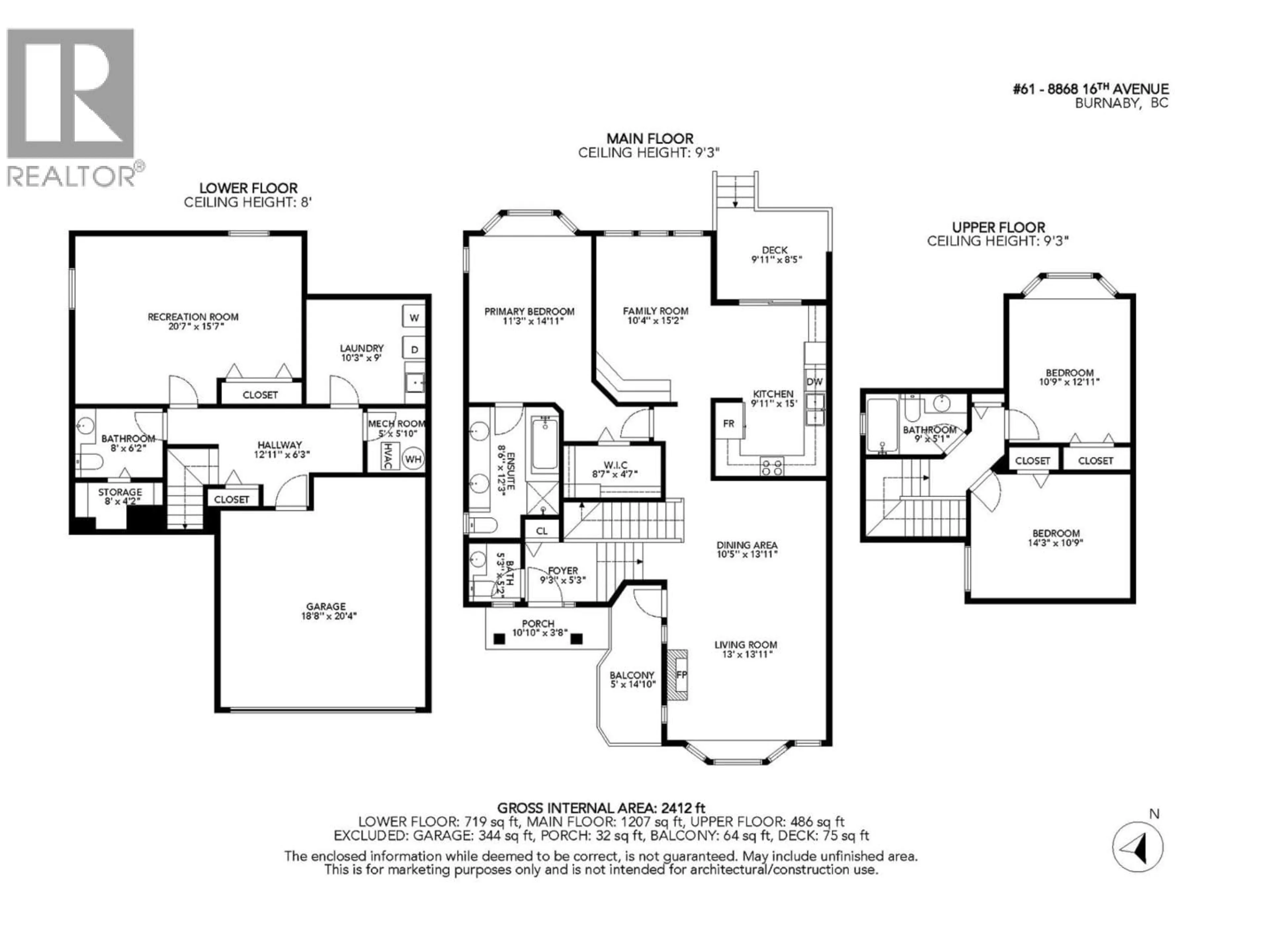 Floor plan for 61 - 8868 16TH AVENUE, Burnaby British Columbia V3N5A6