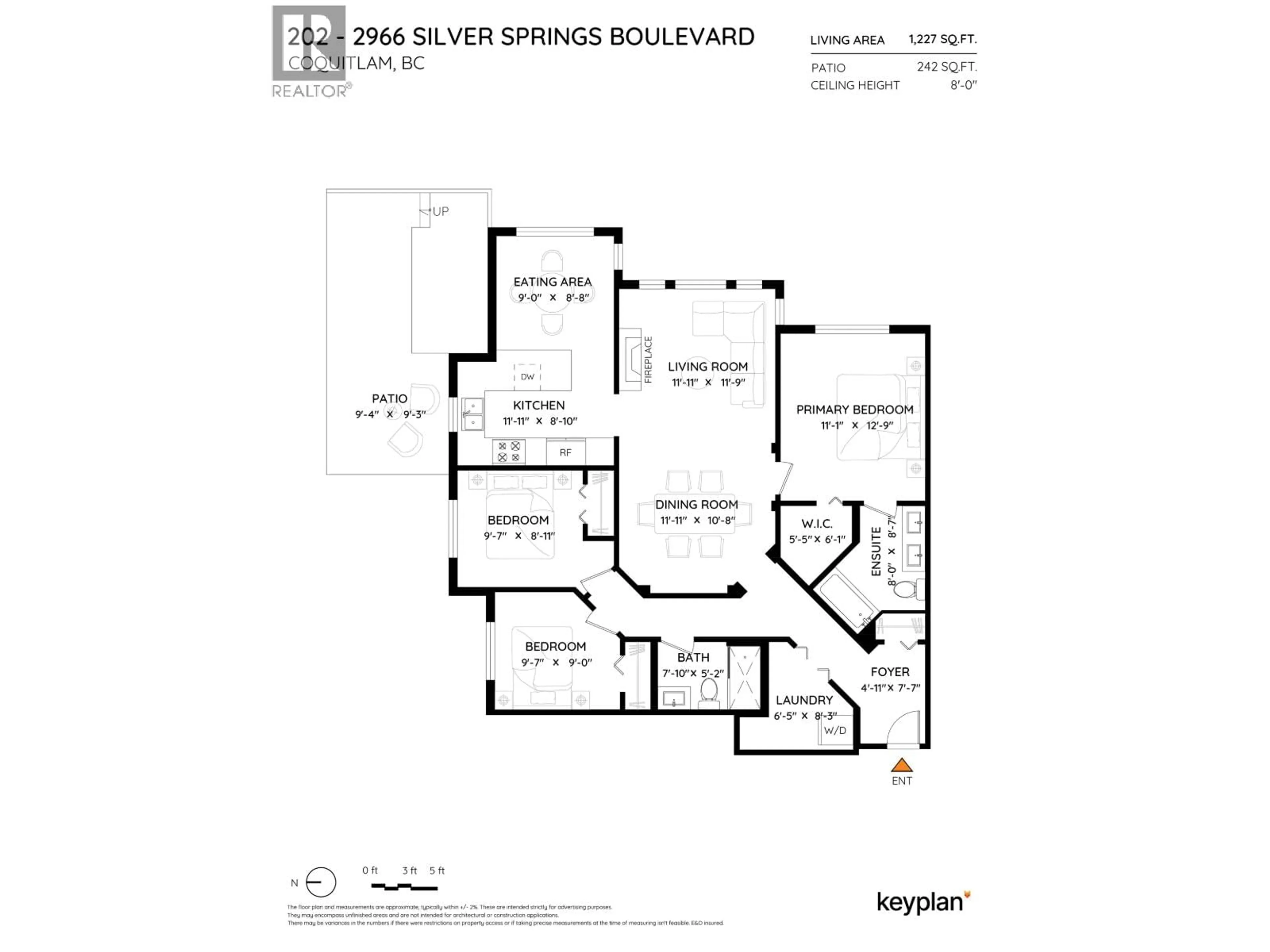 Floor plan for 202 - 2966 SILVER SPRINGS BOULEVARD, Coquitlam British Columbia V3E3S1