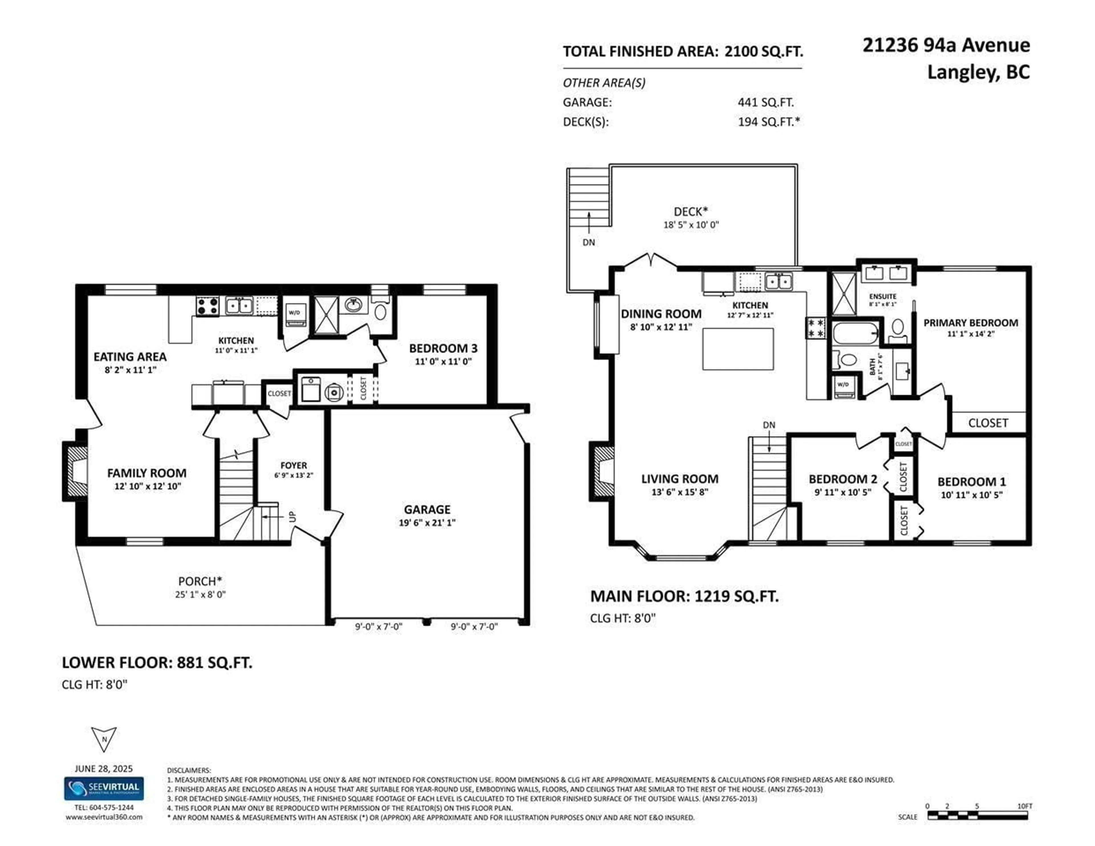 Floor plan for 21236 94A, Langley British Columbia V1M1M6