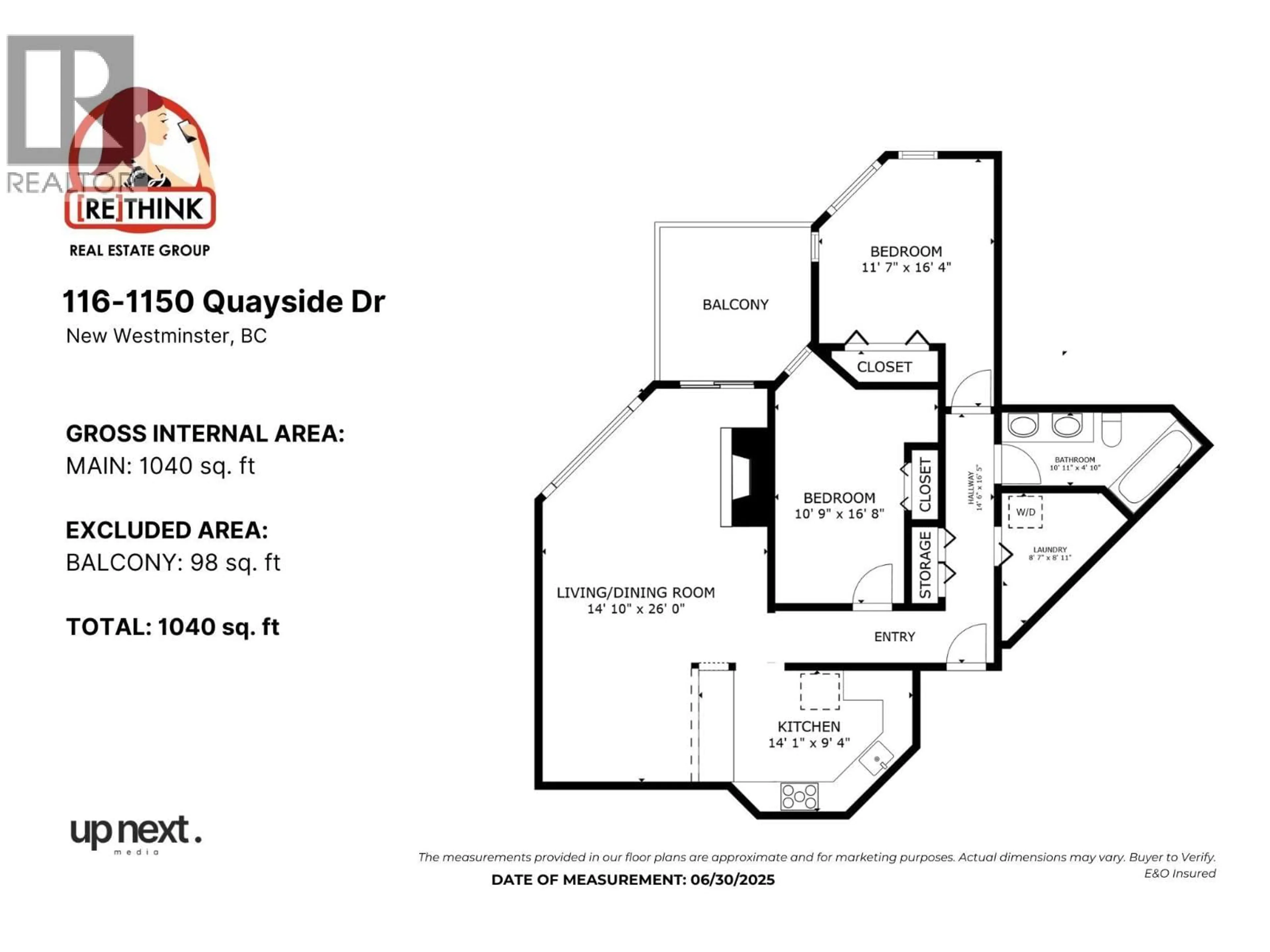 Floor plan for 116 - 1150 QUAYSIDE DRIVE, New Westminster British Columbia V3M6E1