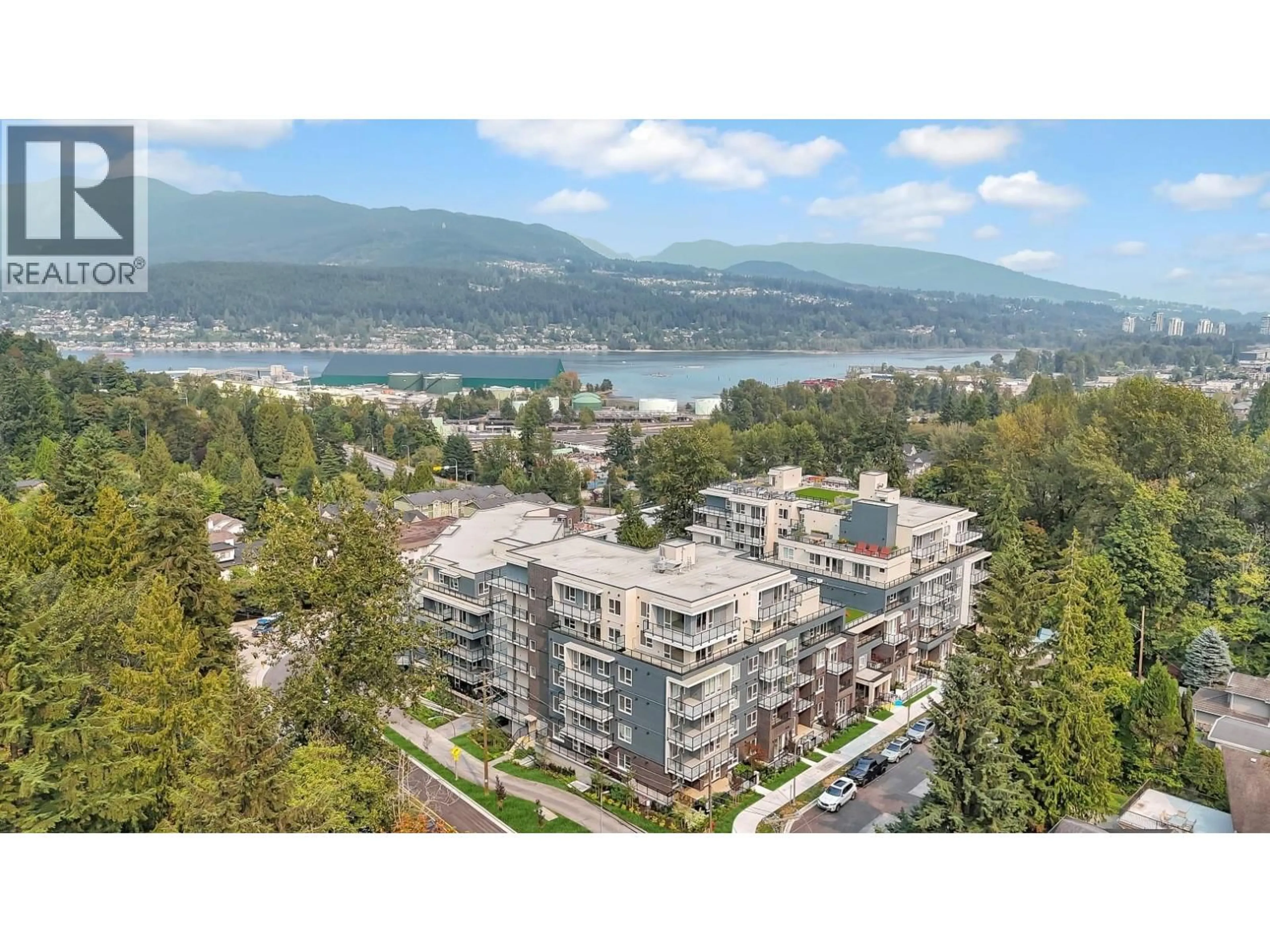 A pic from outside/outdoor area/front of a property/back of a property/a pic from drone, mountain view for 304 - 1100 CLARKE ROAD, Port Moody British Columbia V3H0N3
