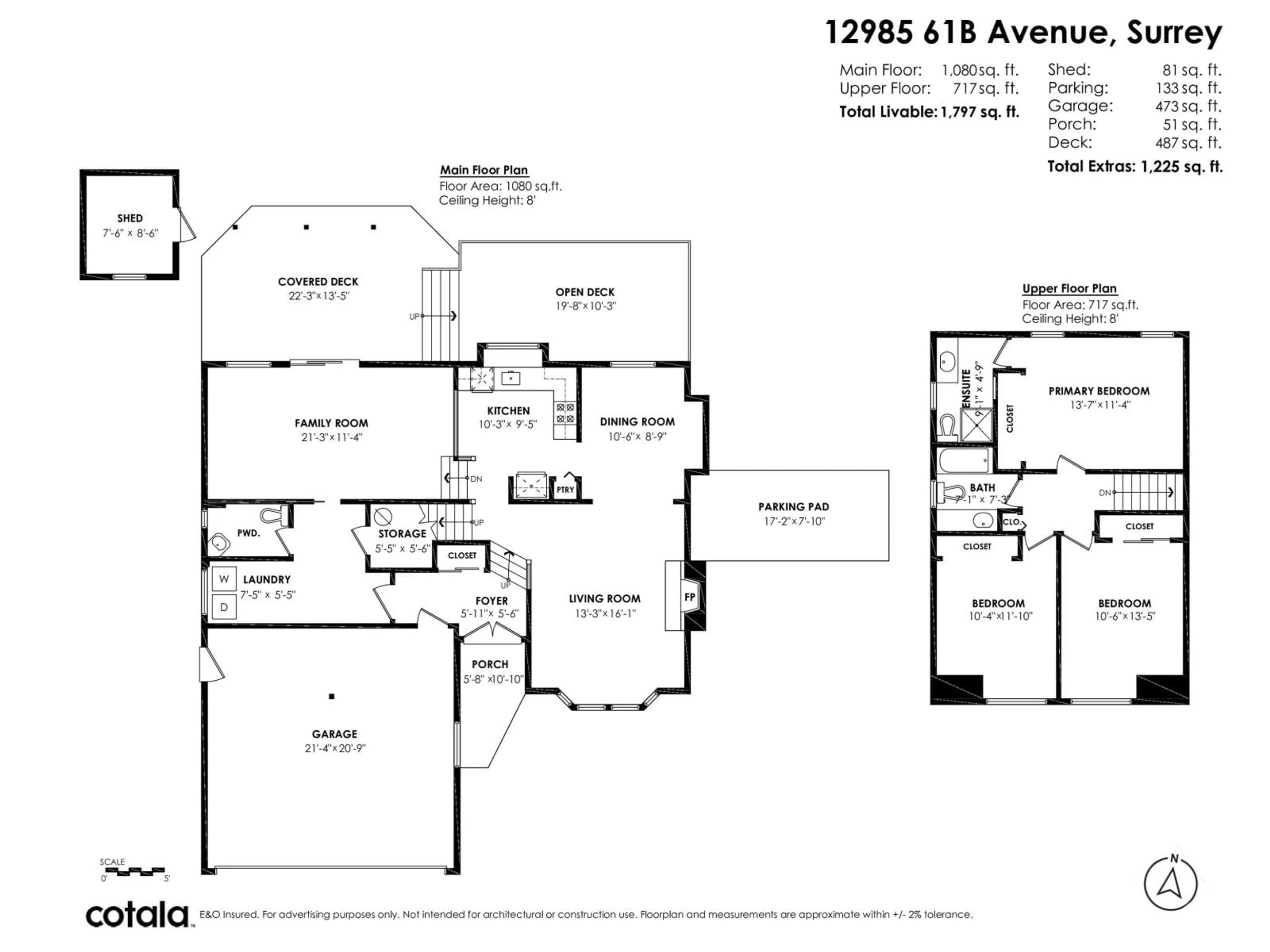 Floor plan for 12985 61B, Surrey British Columbia V3W8L2