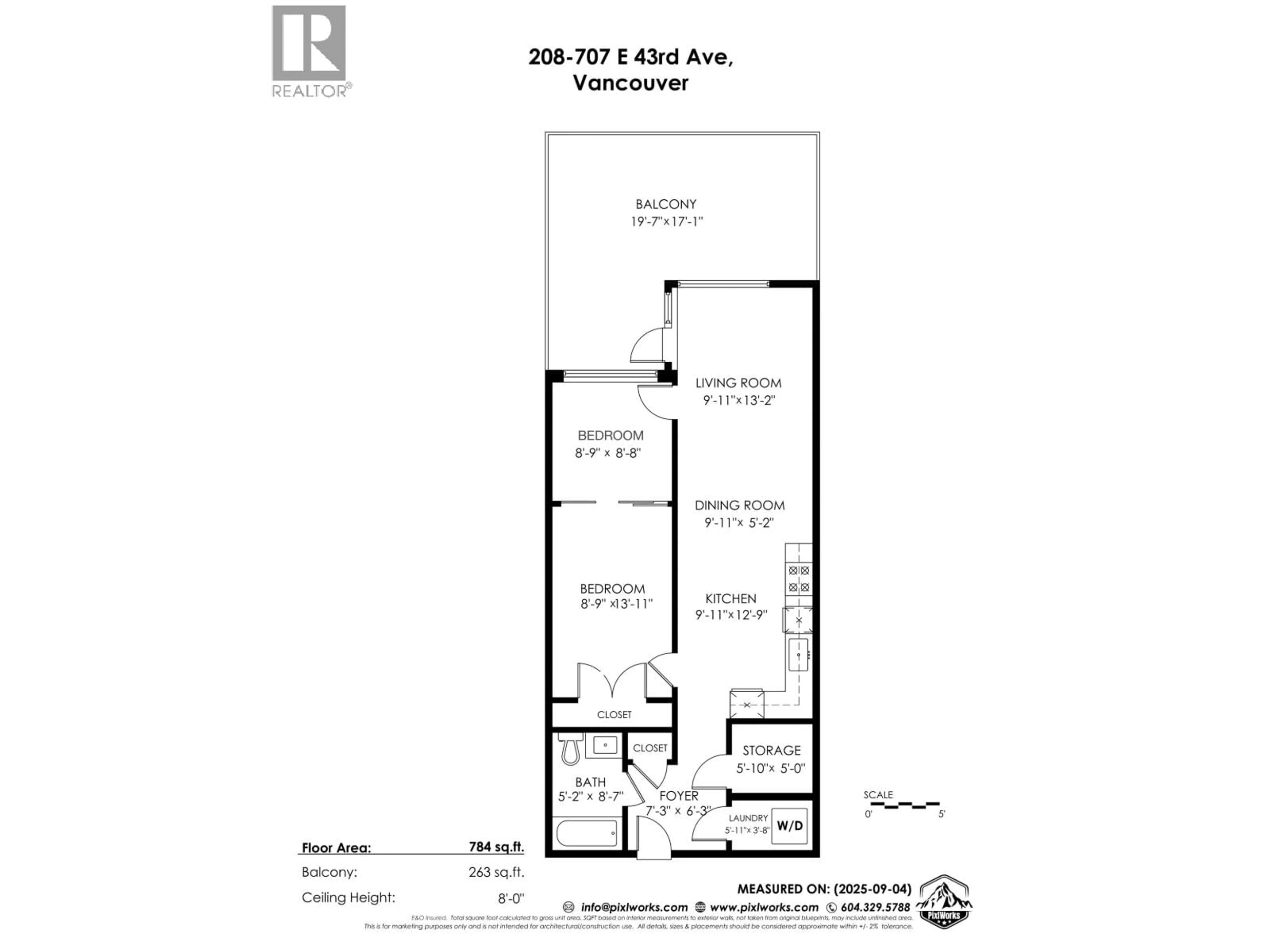 Floor plan for 208 - 707 43RD AVENUE, Vancouver British Columbia V5W0C1