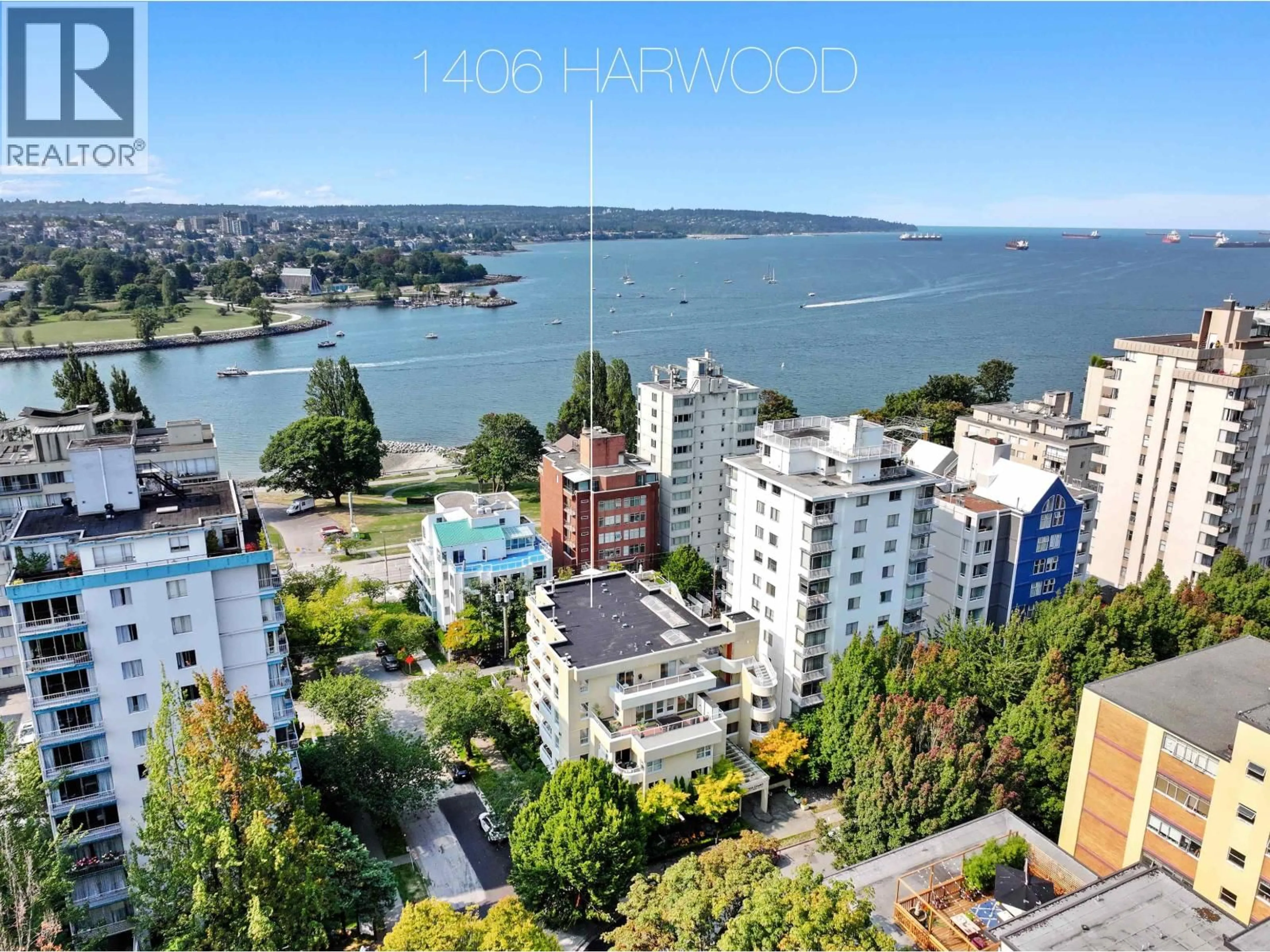 A pic from outside/outdoor area/front of a property/back of a property/a pic from drone, water/lake/river/ocean view for 301 - 1406 HARWOOD STREET, Vancouver British Columbia V6G1X5