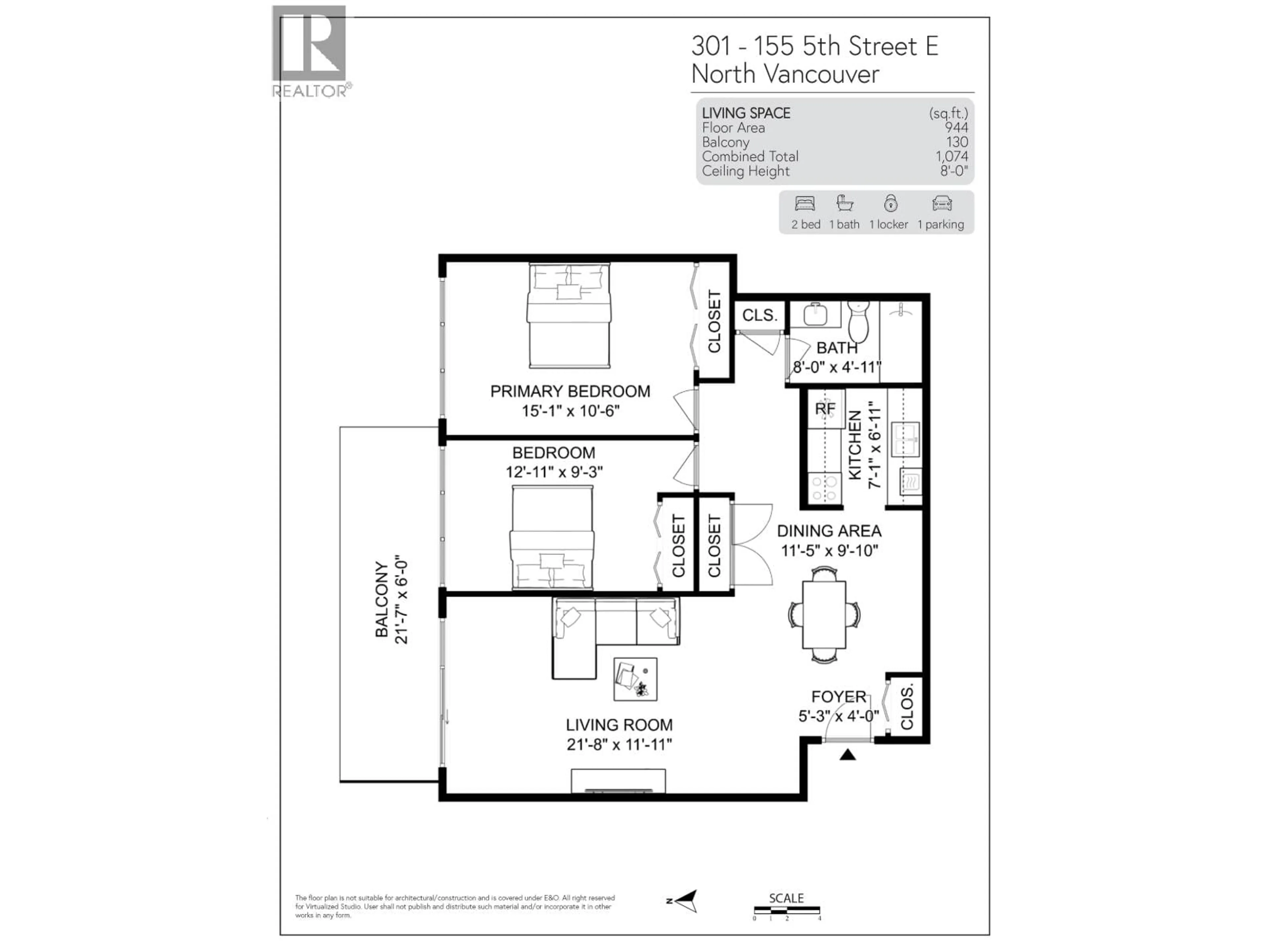 Floor plan for 301 - 155 5TH STREET, North Vancouver British Columbia V7L1L3