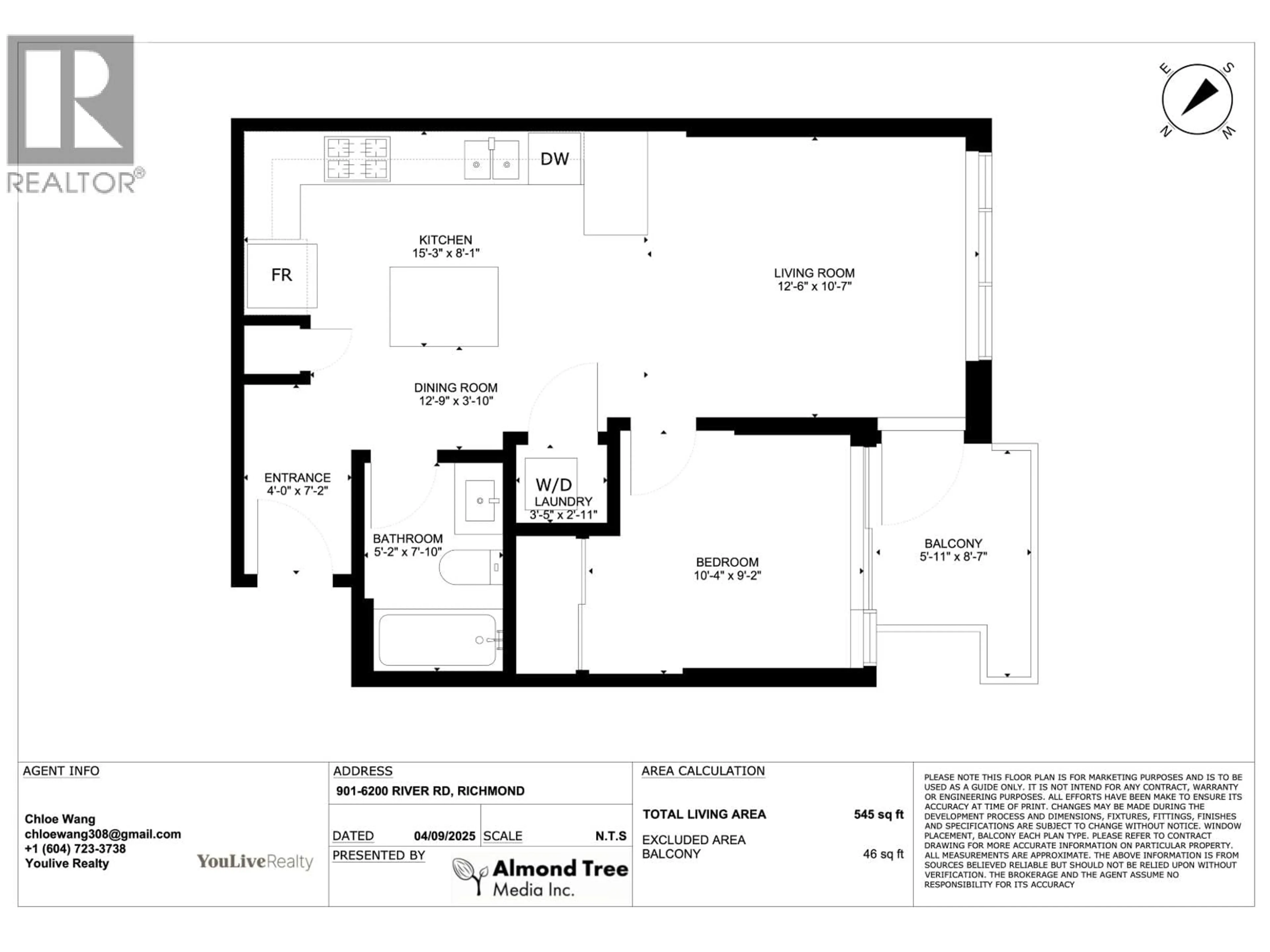 Floor plan for 901 - 6200 RIVER ROAD, Richmond British Columbia V7C4N1