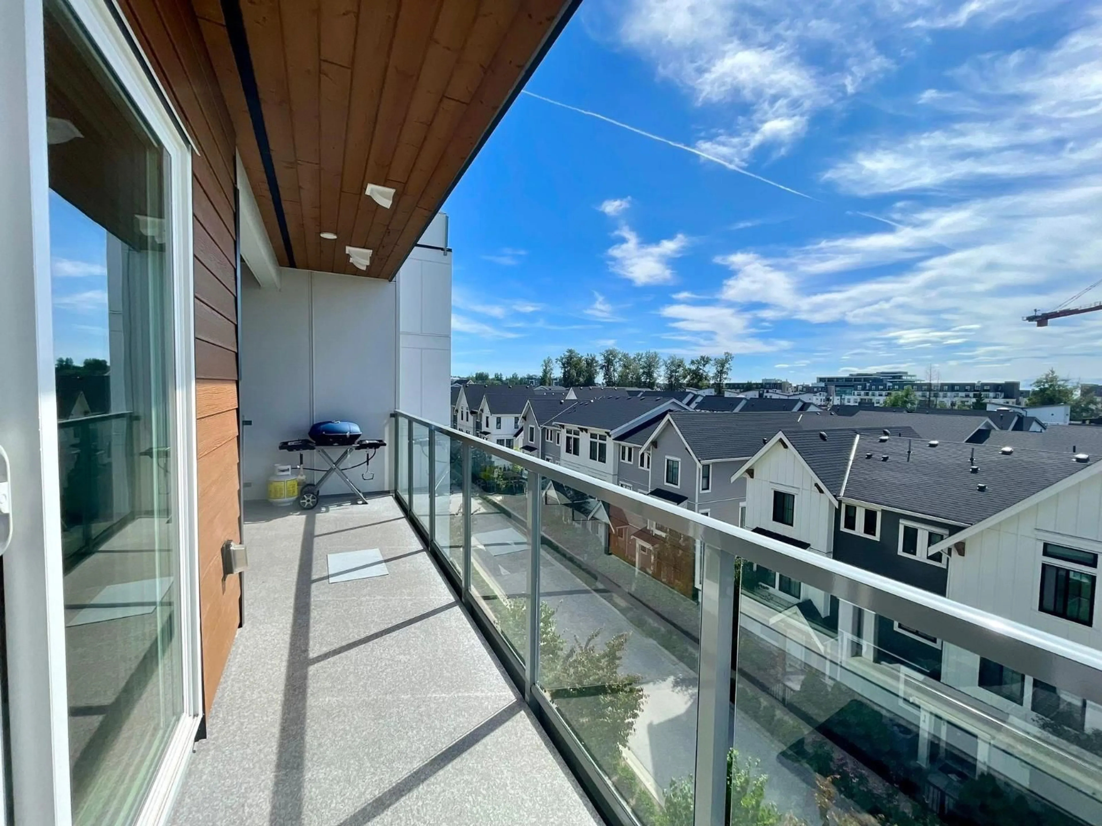 Balcony in the apartment, city buildings view from balcony for 403 - 8447 202, Langley British Columbia V2Y2B7