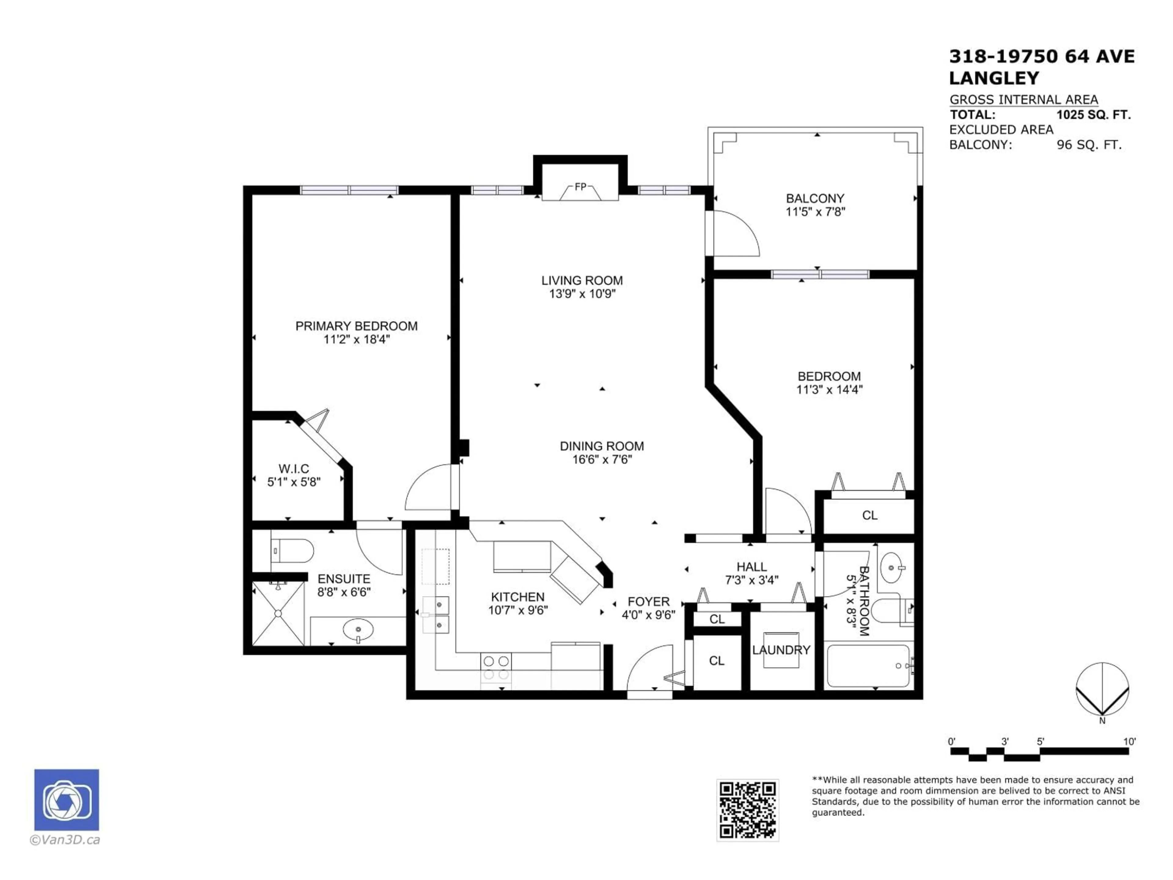 Floor plan for 318 - 19750 64, Langley British Columbia V2Y2T1