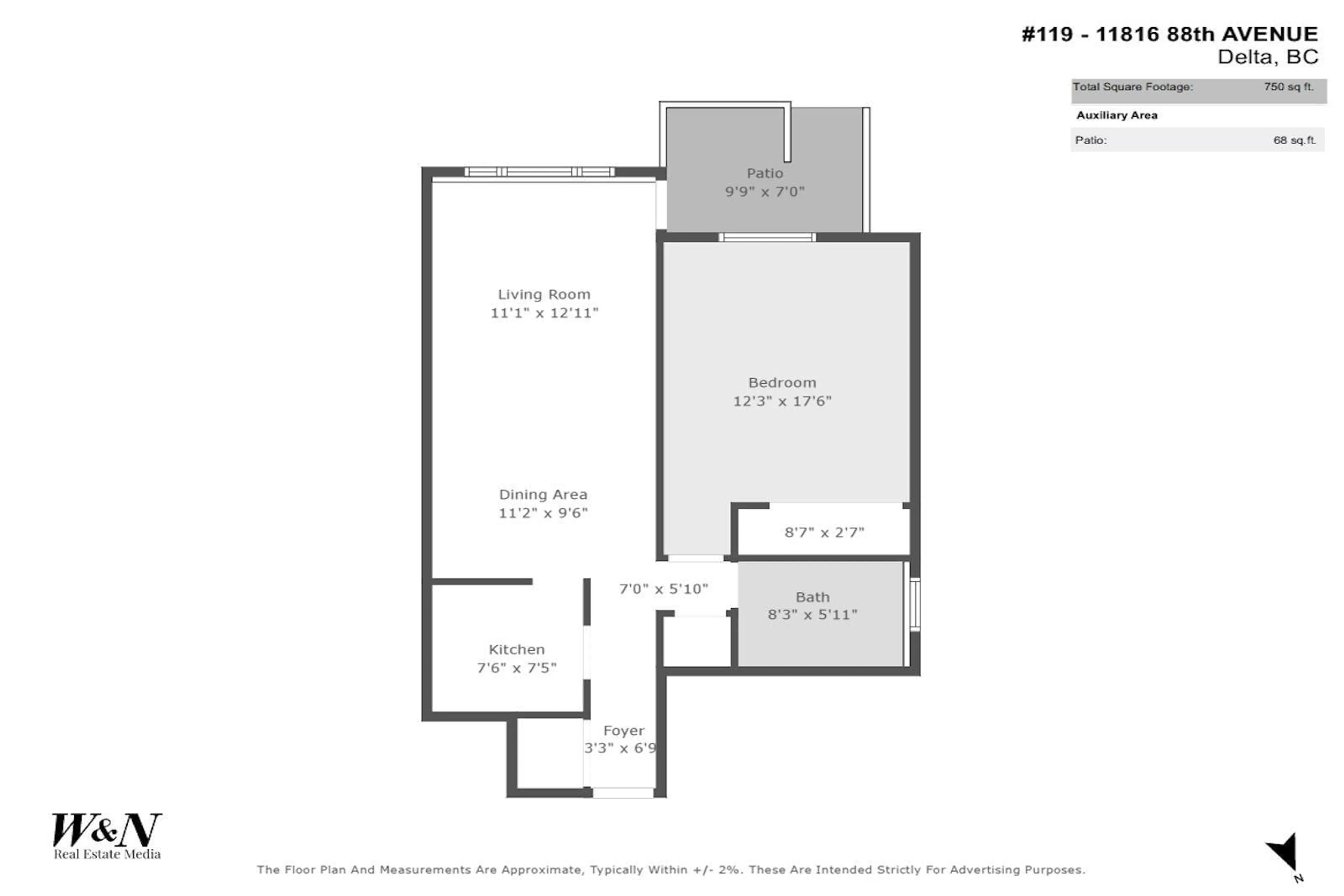 Floor plan for 119 - 11816 88TH, Delta British Columbia V4C3C5