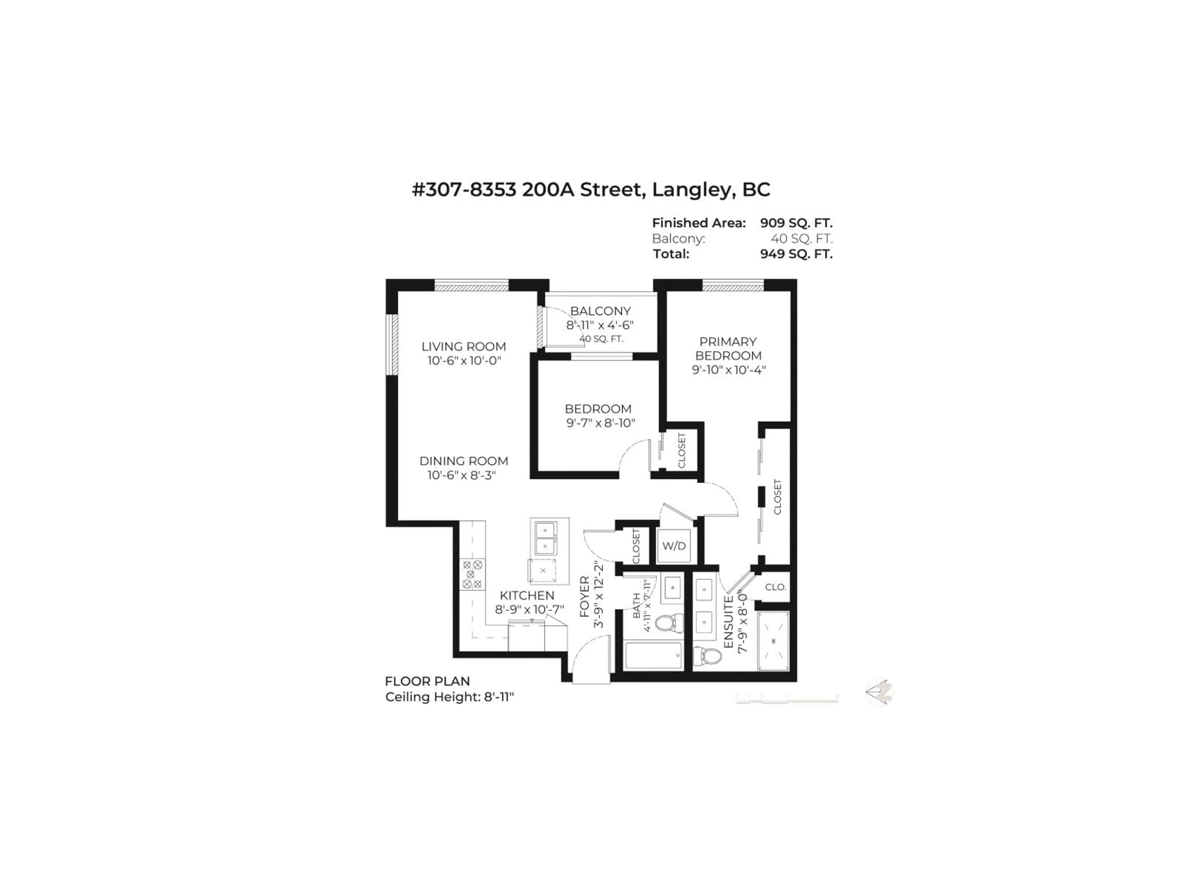 Floor plan for 307 - 8353 200A, Langley British Columbia V2Y5K7