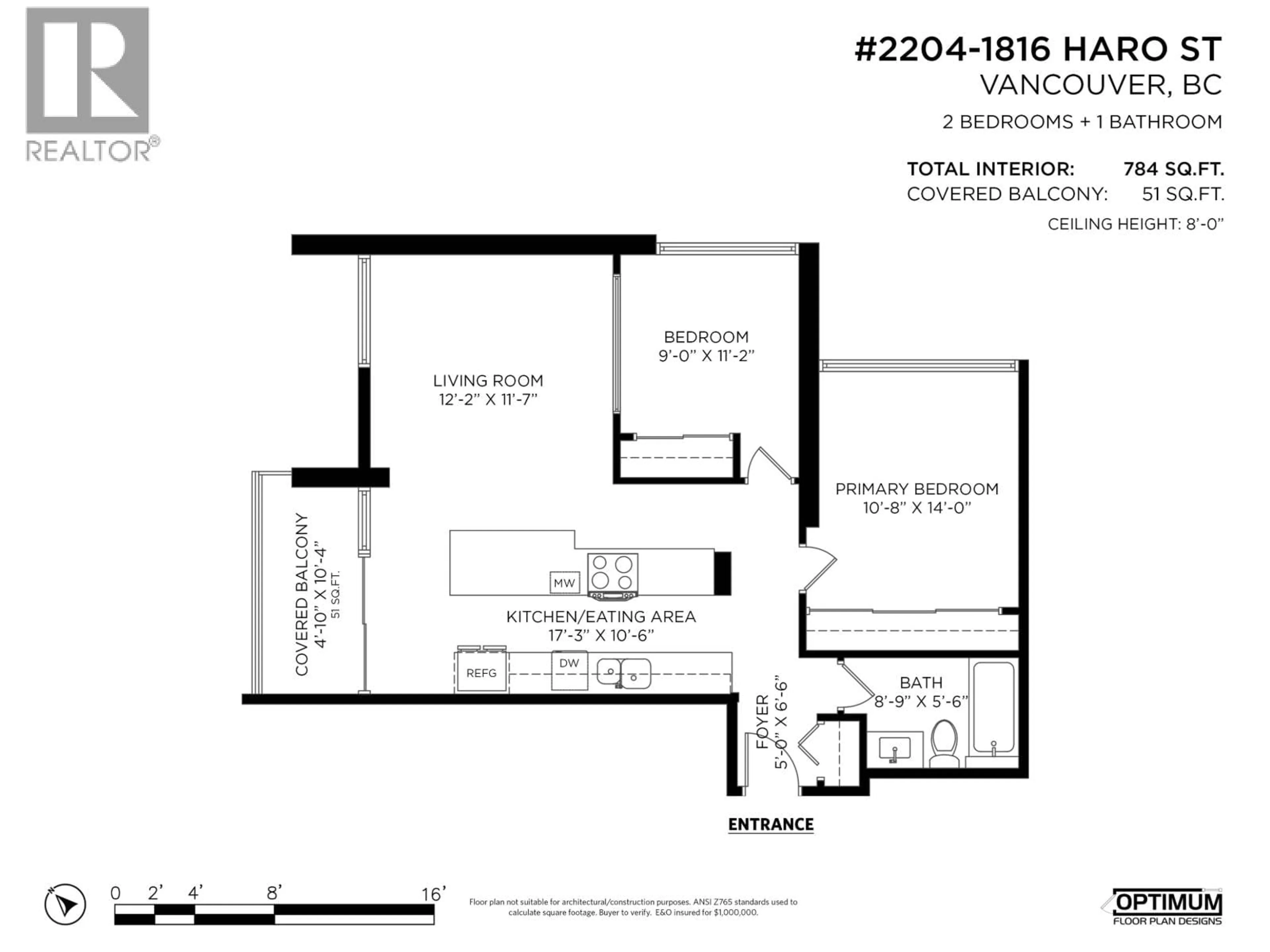 Floor plan for 2204 - 1816 HARO STREET, Vancouver British Columbia V6G2Y7
