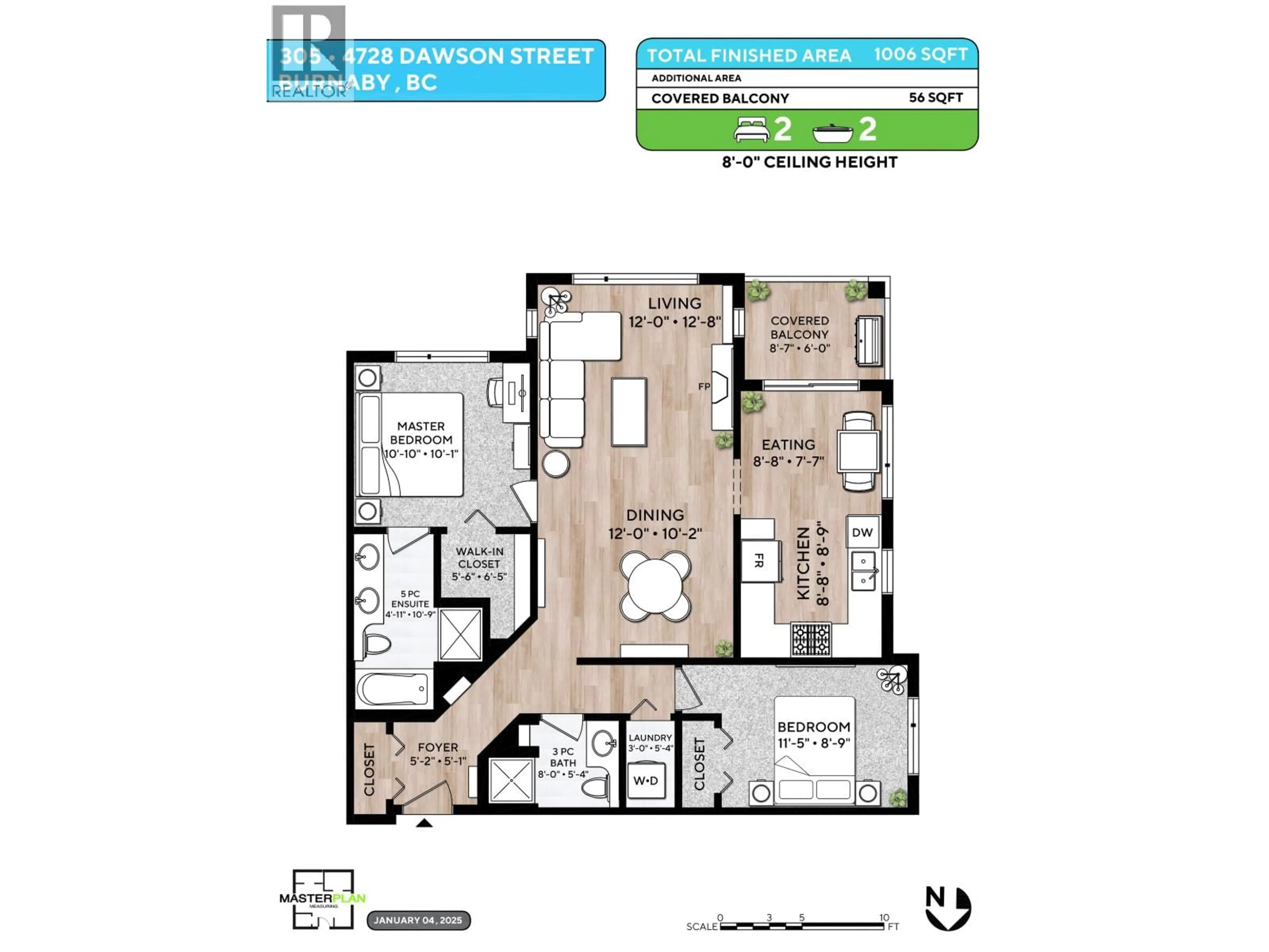 Floor plan for 305 - 4728 DAWSON STREET, Burnaby British Columbia V5C0A9