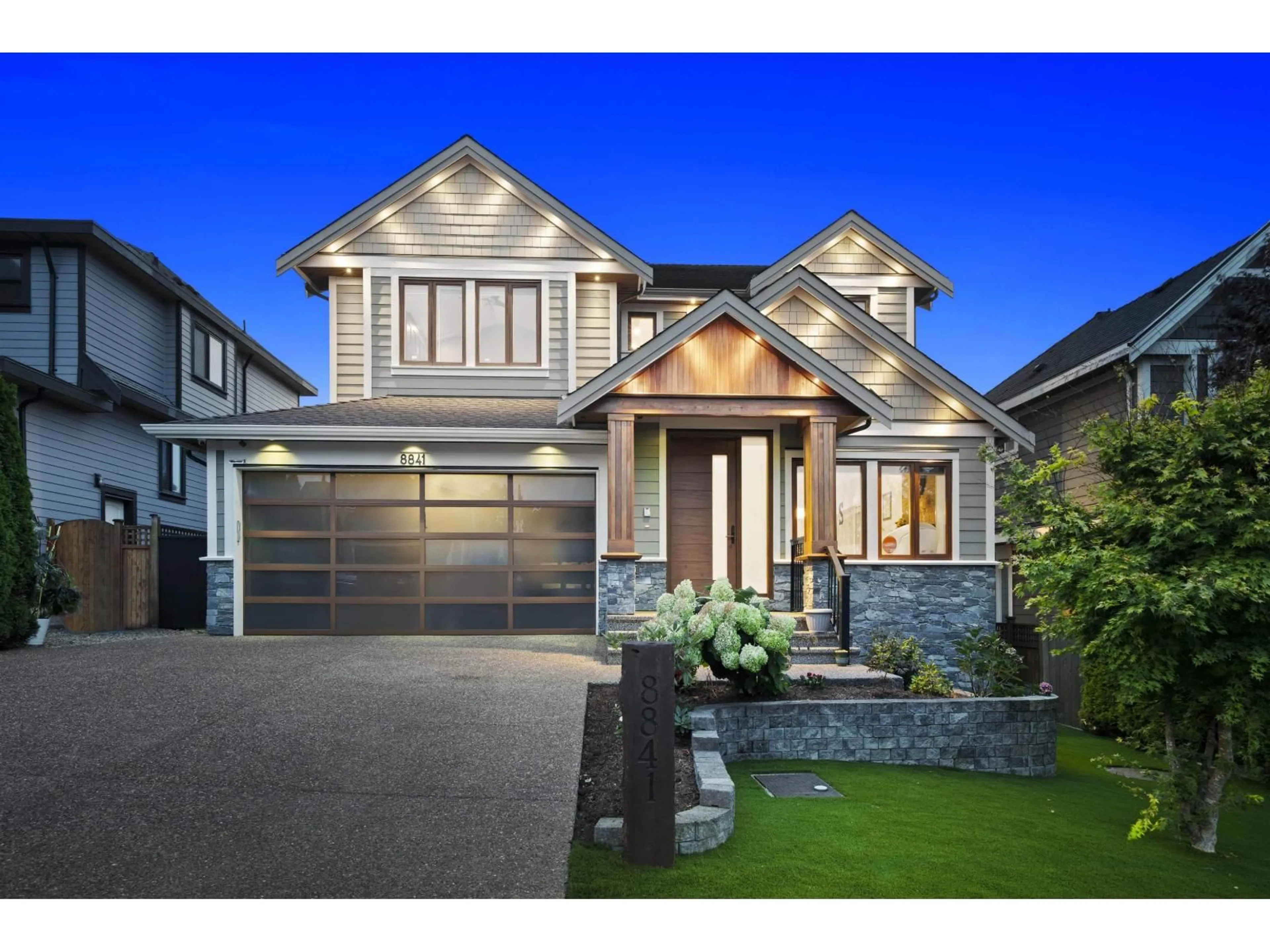 Home with vinyl exterior material, street for 8841 STEGAVIK, Delta British Columbia V4C0C6
