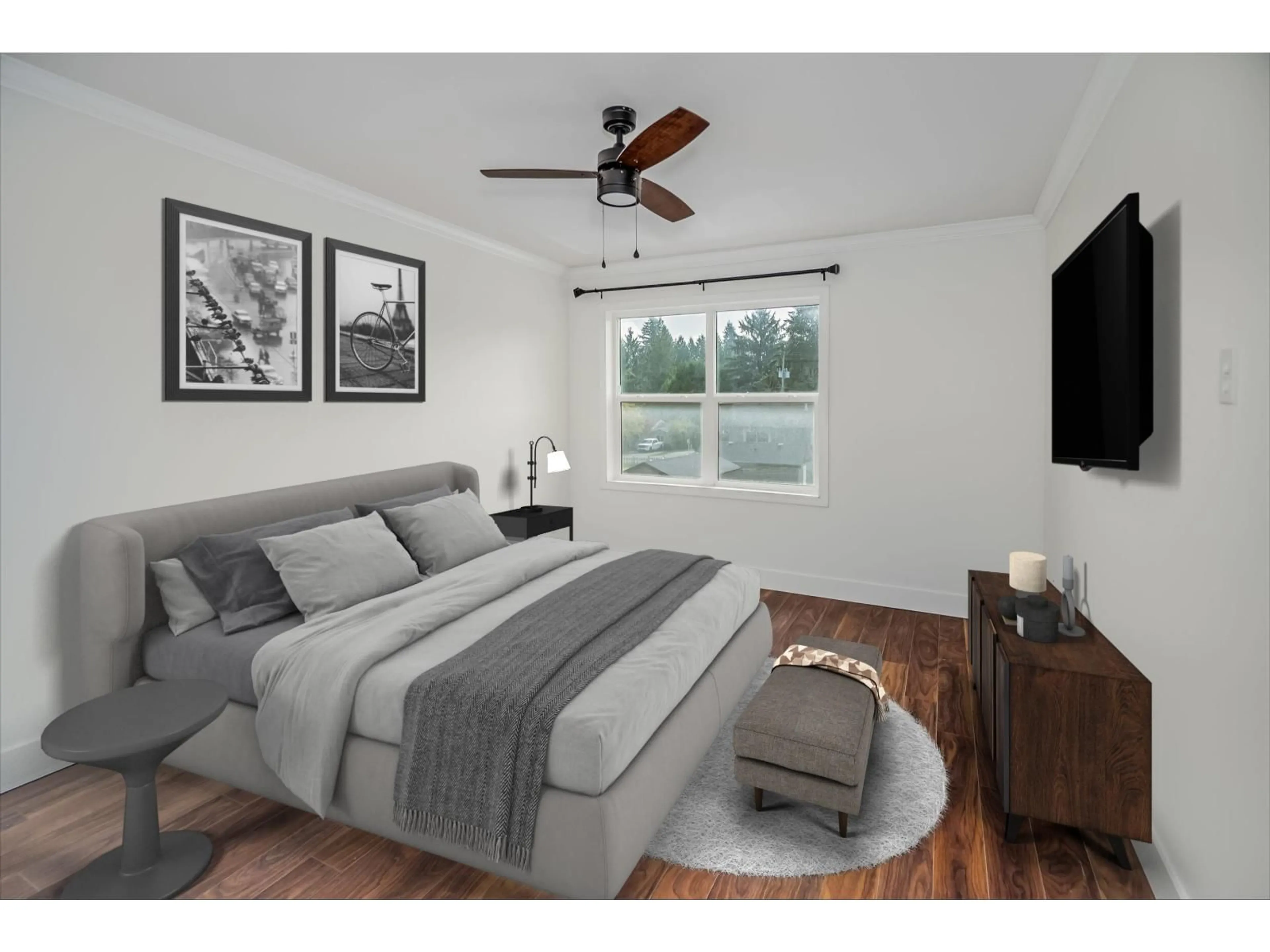 Bedroom with bed, wood/laminate floor for 205 - 9124 GLOVER, Langley British Columbia V1M2S4