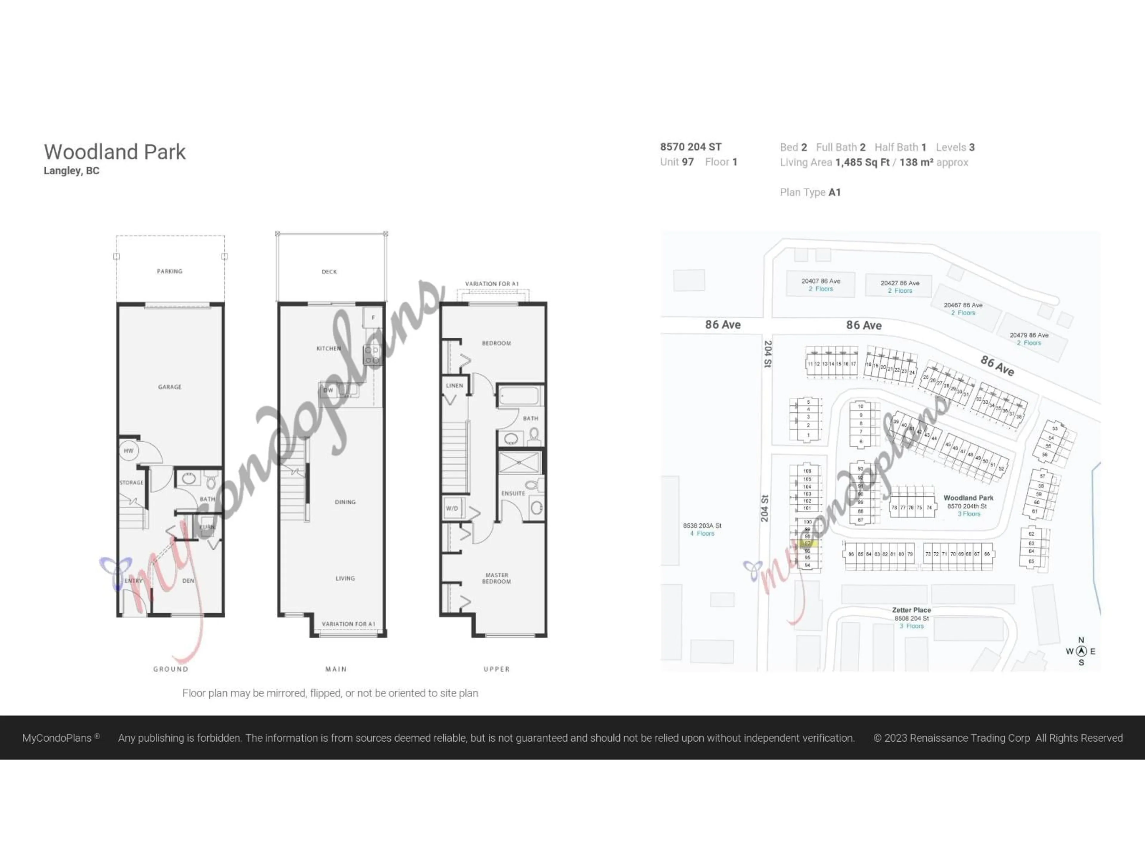 Floor plan for 97 - 8570 204, Langley British Columbia V1M2Y5