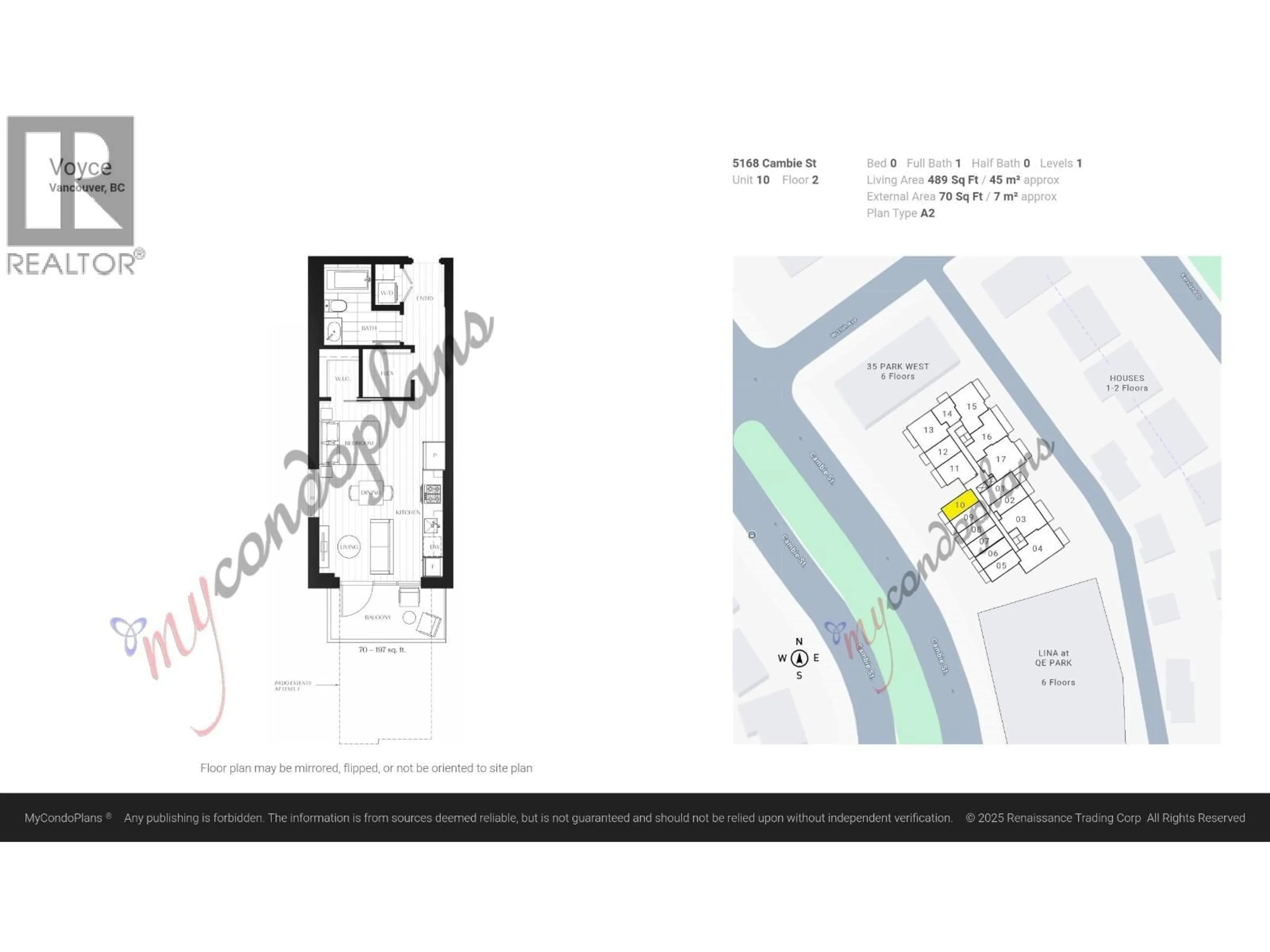Floor plan for 210 - 5168 CAMBIE STREET, Vancouver British Columbia V5Z0K7