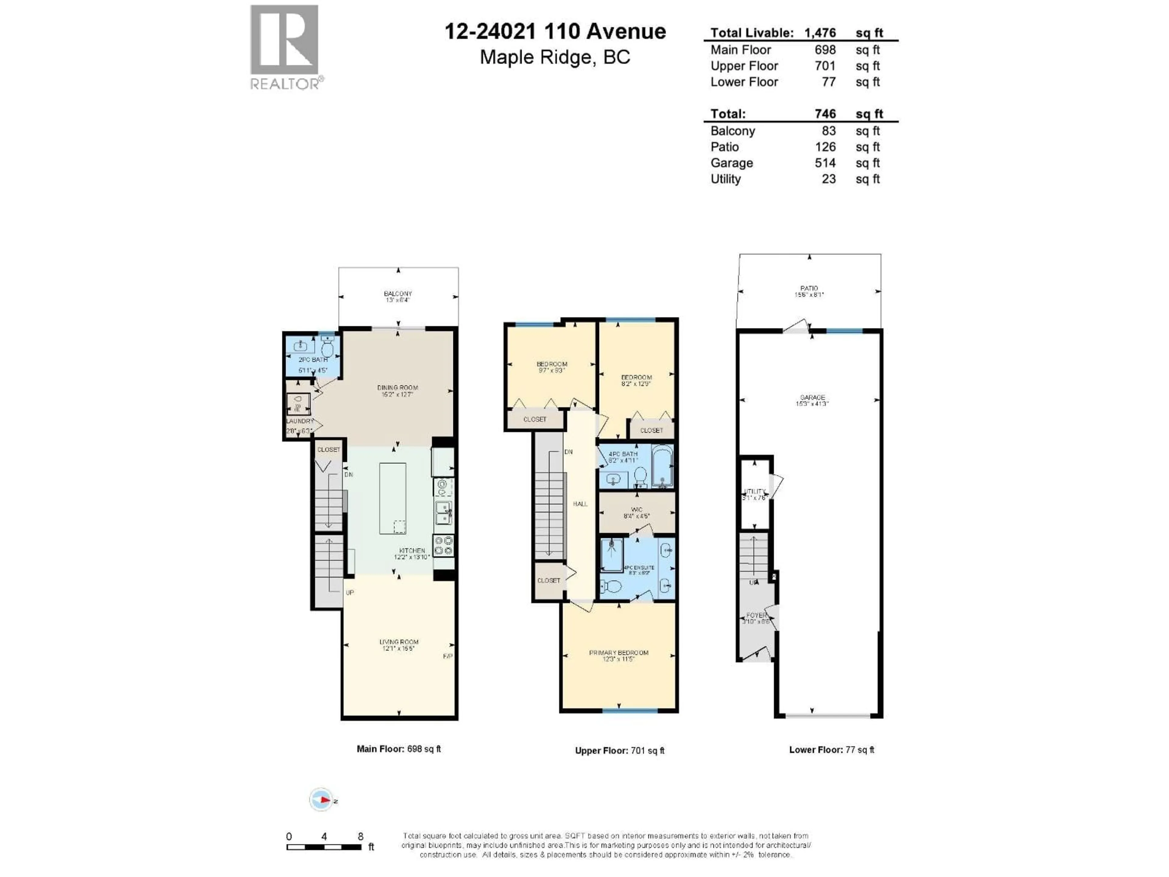 Floor plan for 12 - 24021 110 AVENUE, Maple Ridge British Columbia V2W0J9