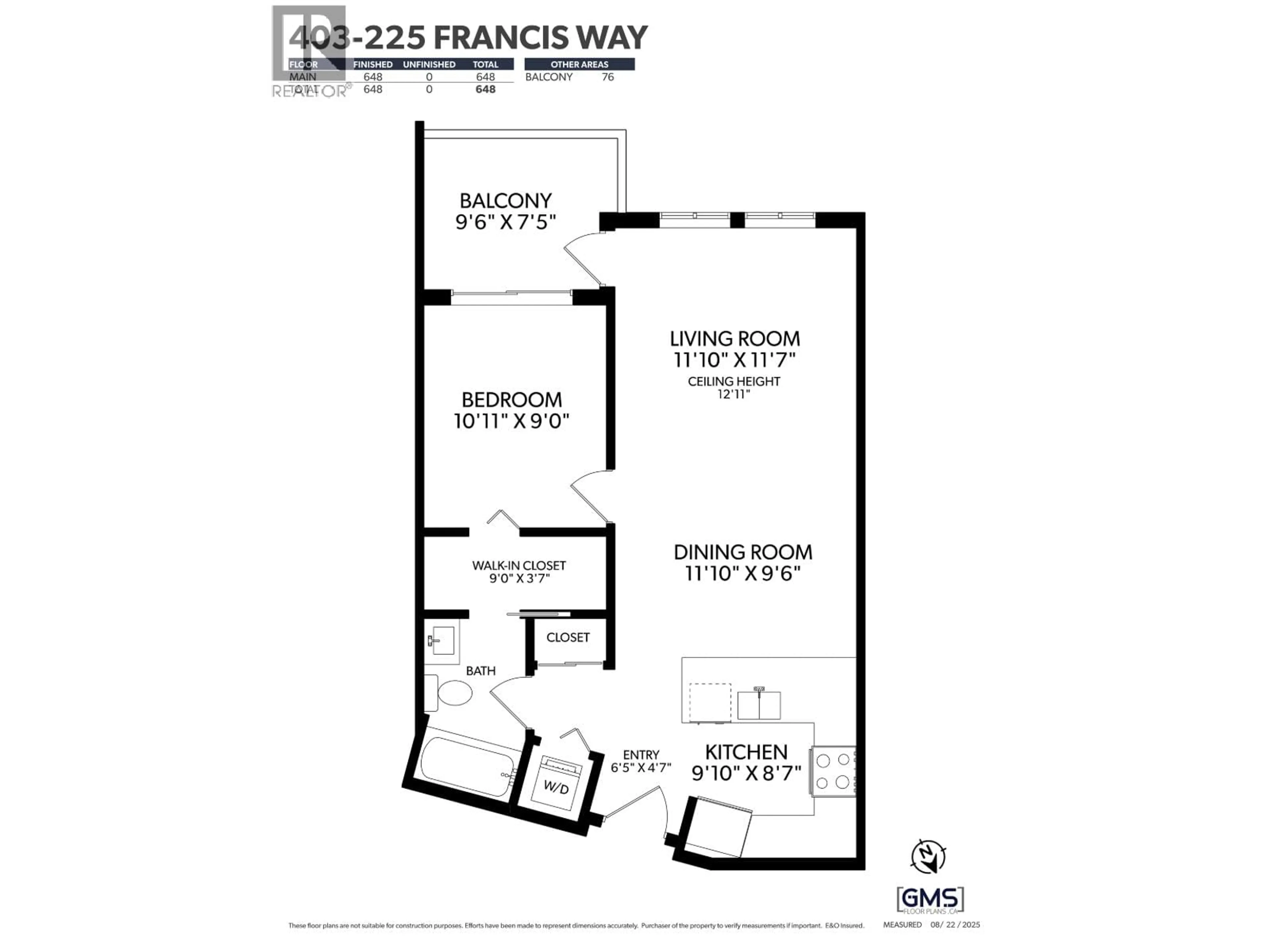 Floor plan for 403 - 225 FRANCIS WAY, New Westminster British Columbia V3L0G1