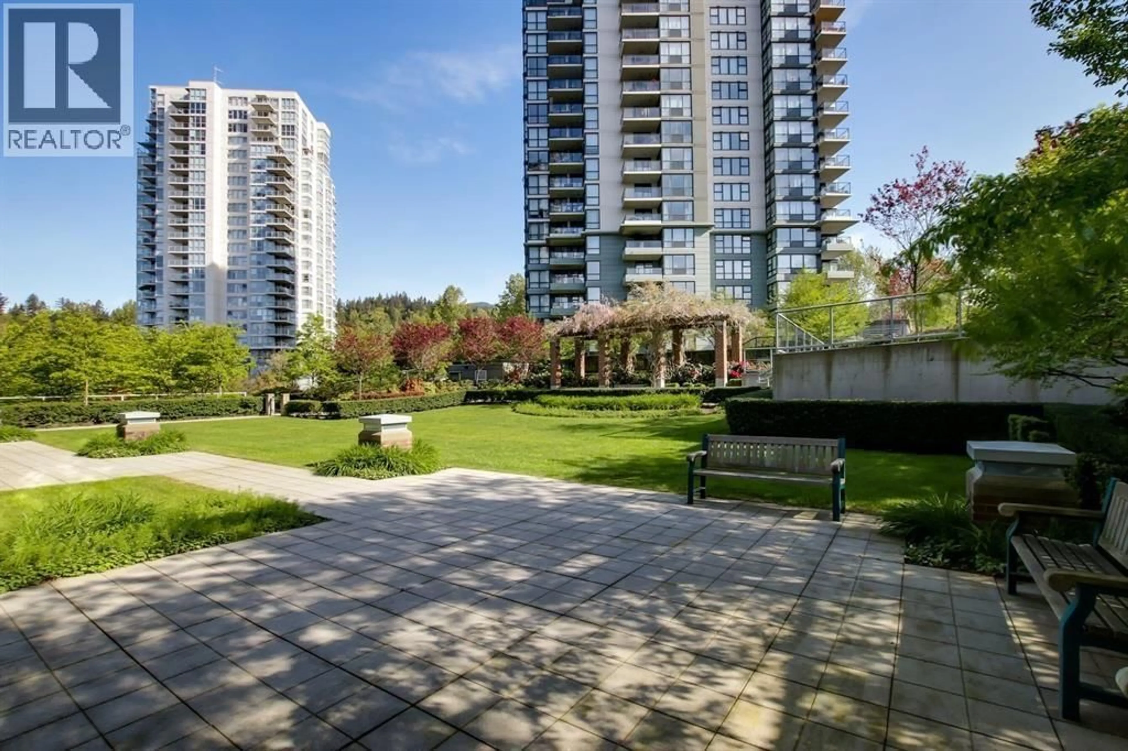 Patio, city buildings view from balcony for 407 - 295 GUILDFORD WAY, Port Moody British Columbia V3H5N3