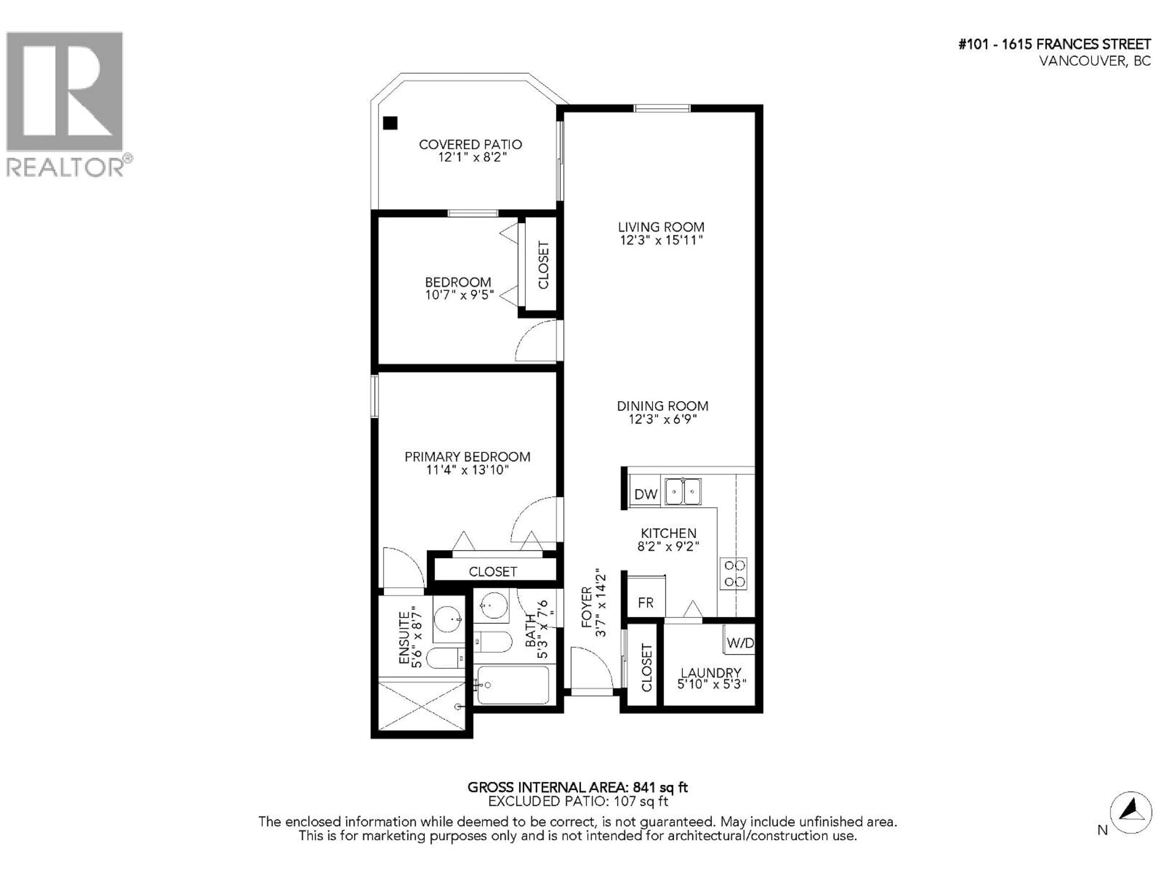 Floor plan for 101 - 1615 FRANCES STREET, Vancouver British Columbia V5L1Z3