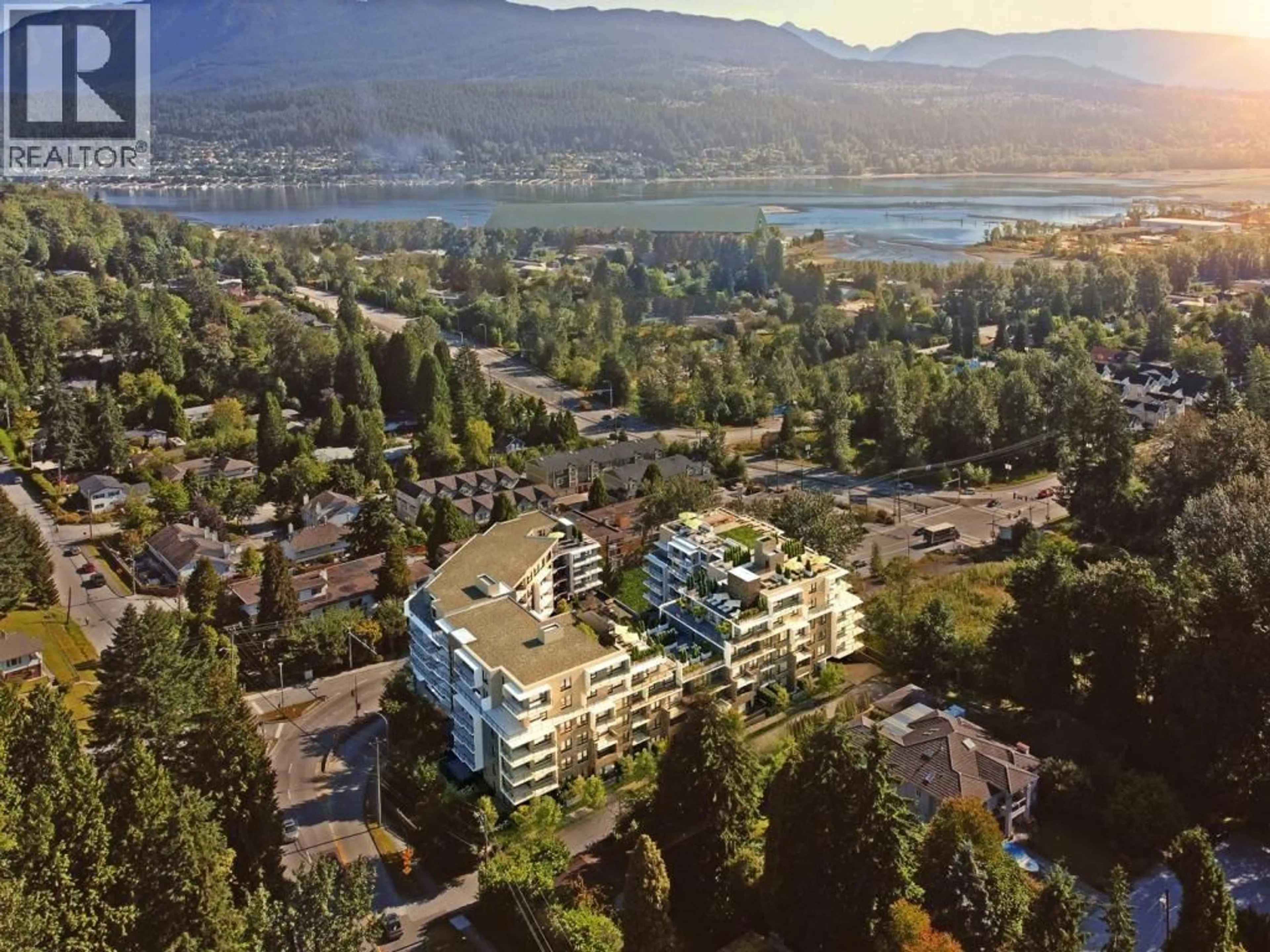 A pic from outside/outdoor area/front of a property/back of a property/a pic from drone, mountain view for 206 - 2002 ST. GEORGE STREET, Port Moody British Columbia V3H0N4