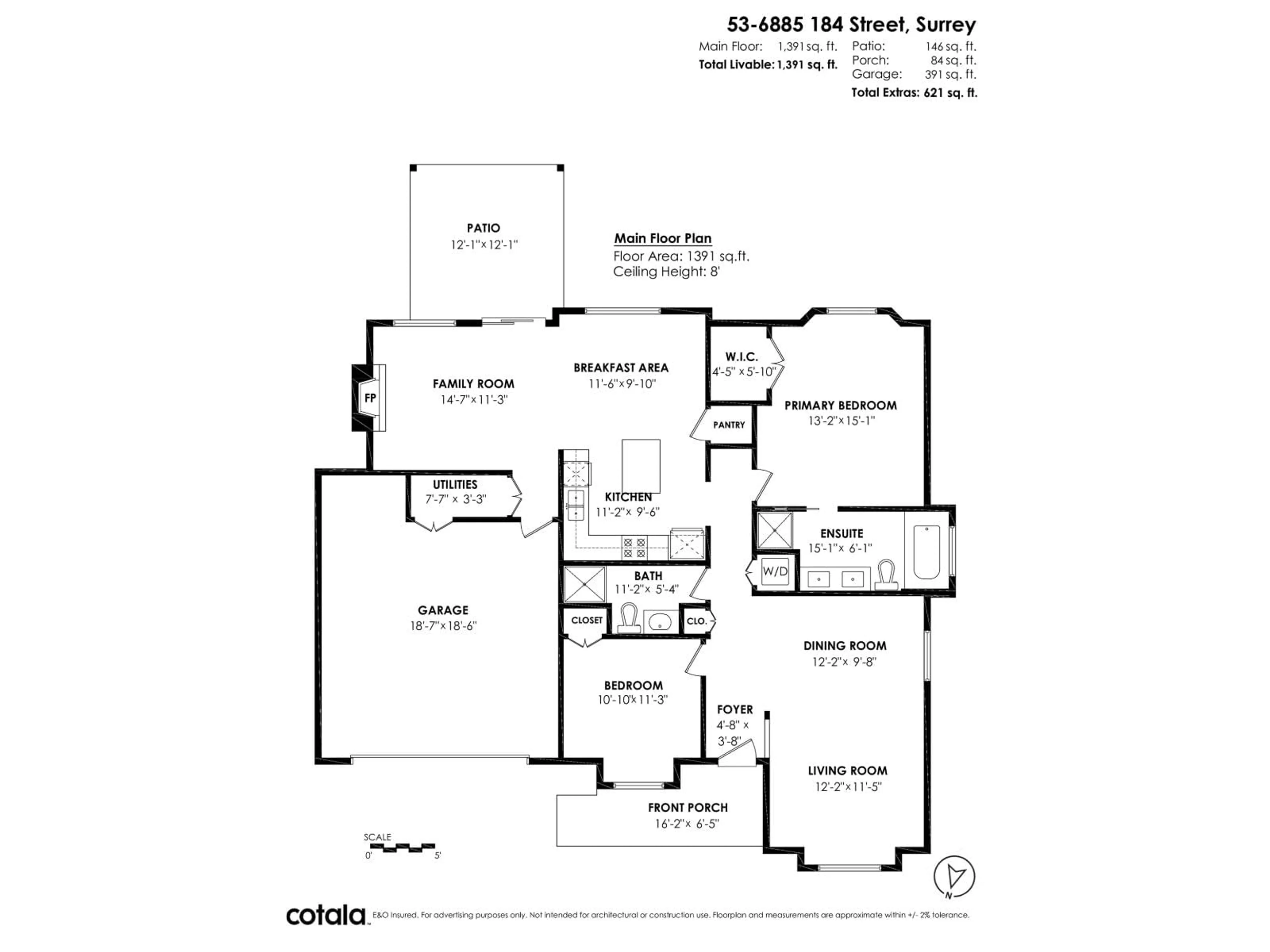 Floor plan for 53 - 6885 184, Surrey British Columbia V3S9G1