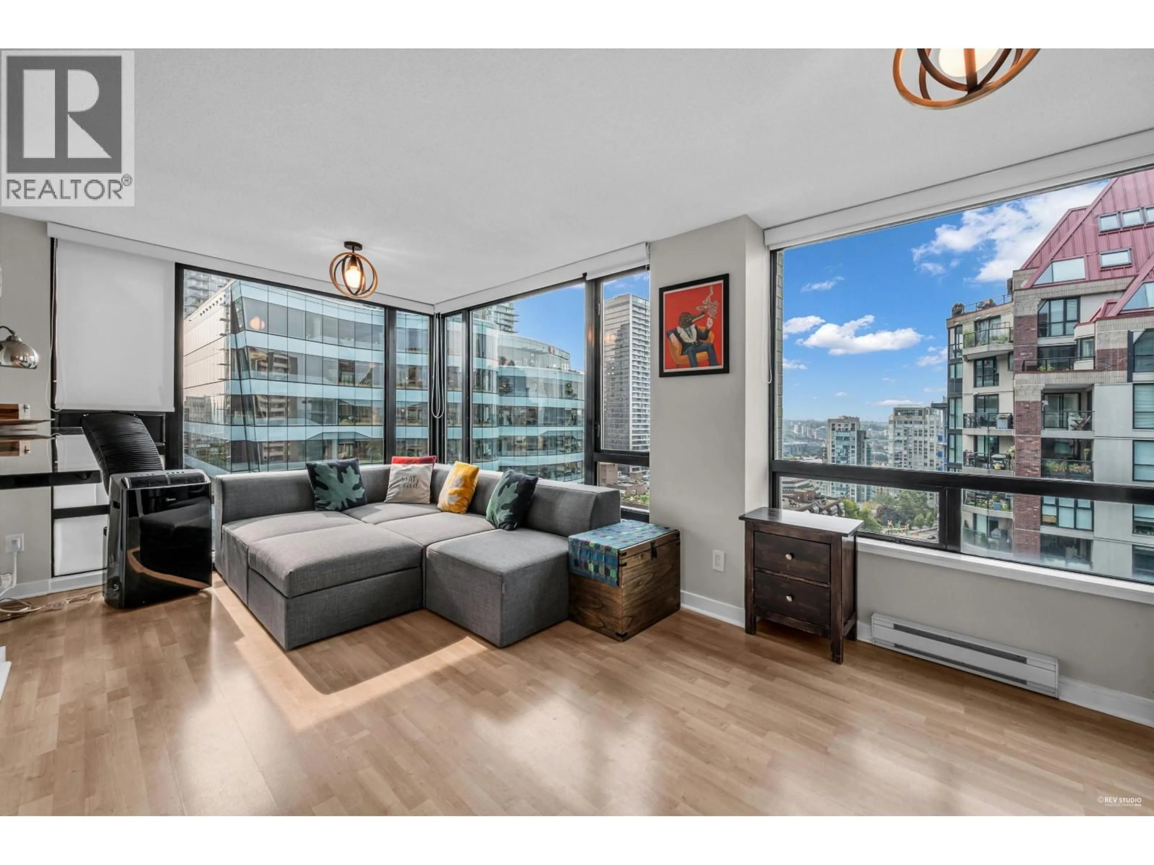 Living room with furniture, wood/laminate floor for 1504 - 1003 BURNABY STREET, Vancouver British Columbia V6E4R7